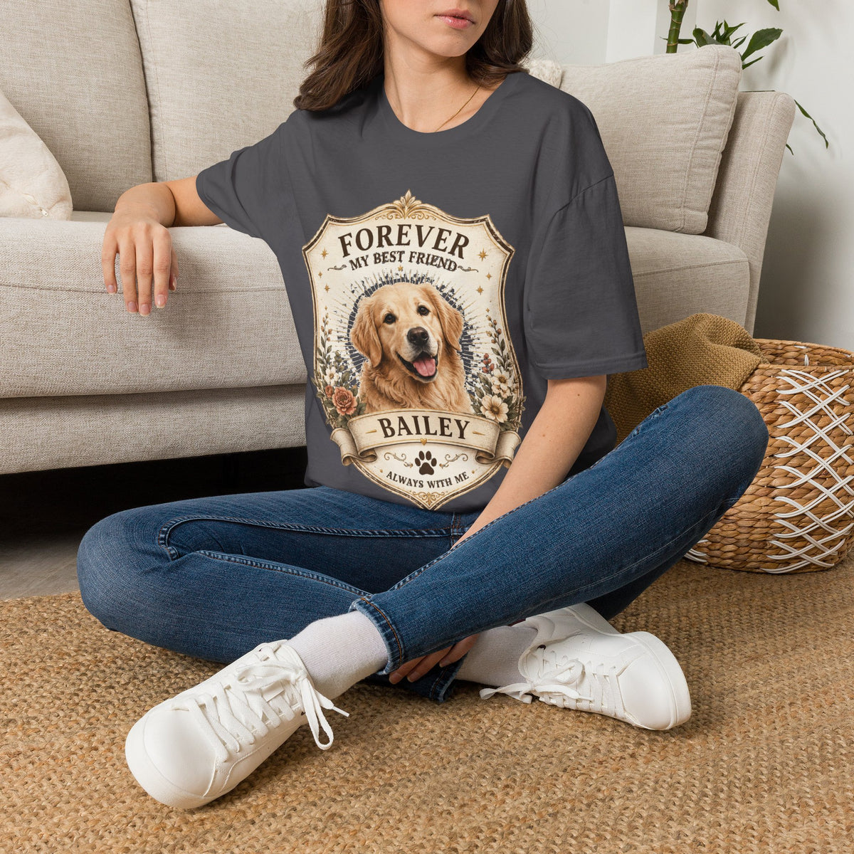 Dog Memorial T-Shirt — "Forever My Best Friend" Personalized Golden Retriever Tribute