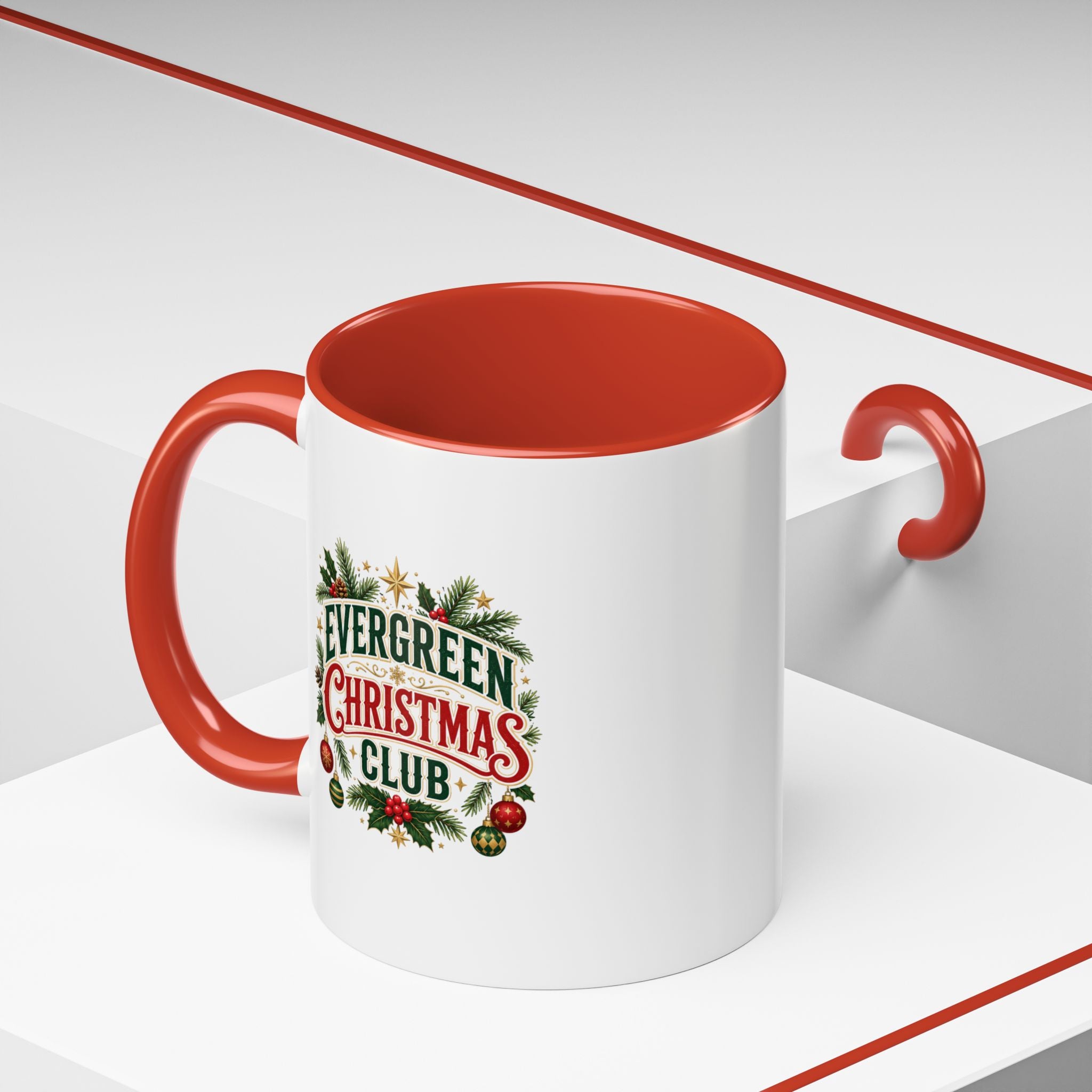Evergreen Christmas Club Accent Coffee Mug – Festive Holiday Tea & Coffee Cup