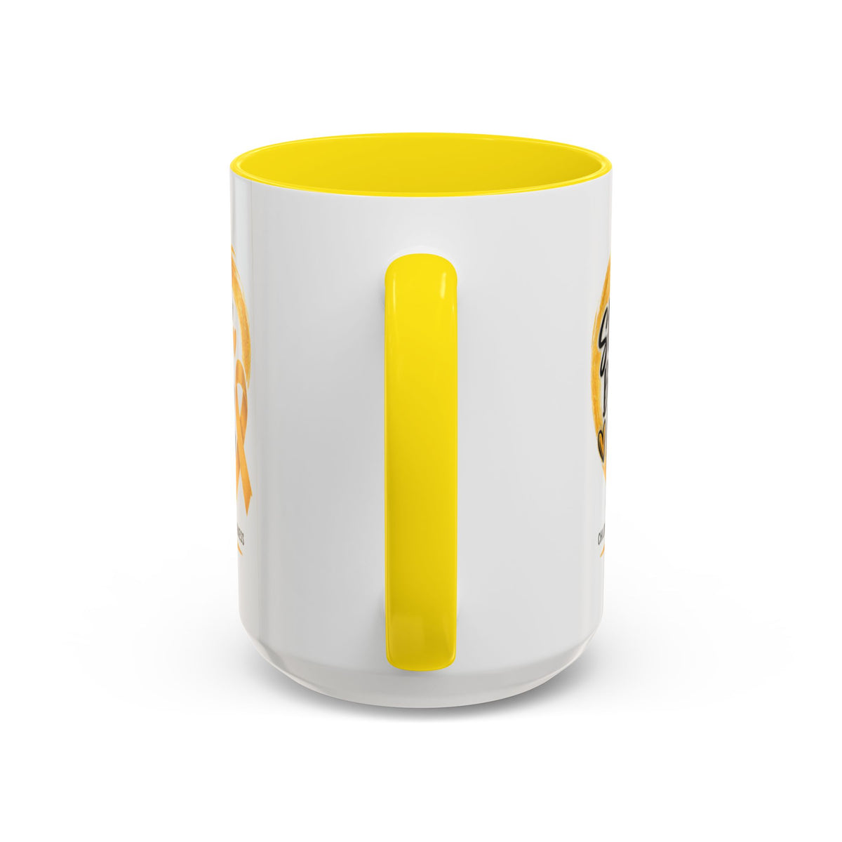 Childhood Cancer Awareness Accent Coffee Mug — "Stronger Brighter Kinder Braver"
