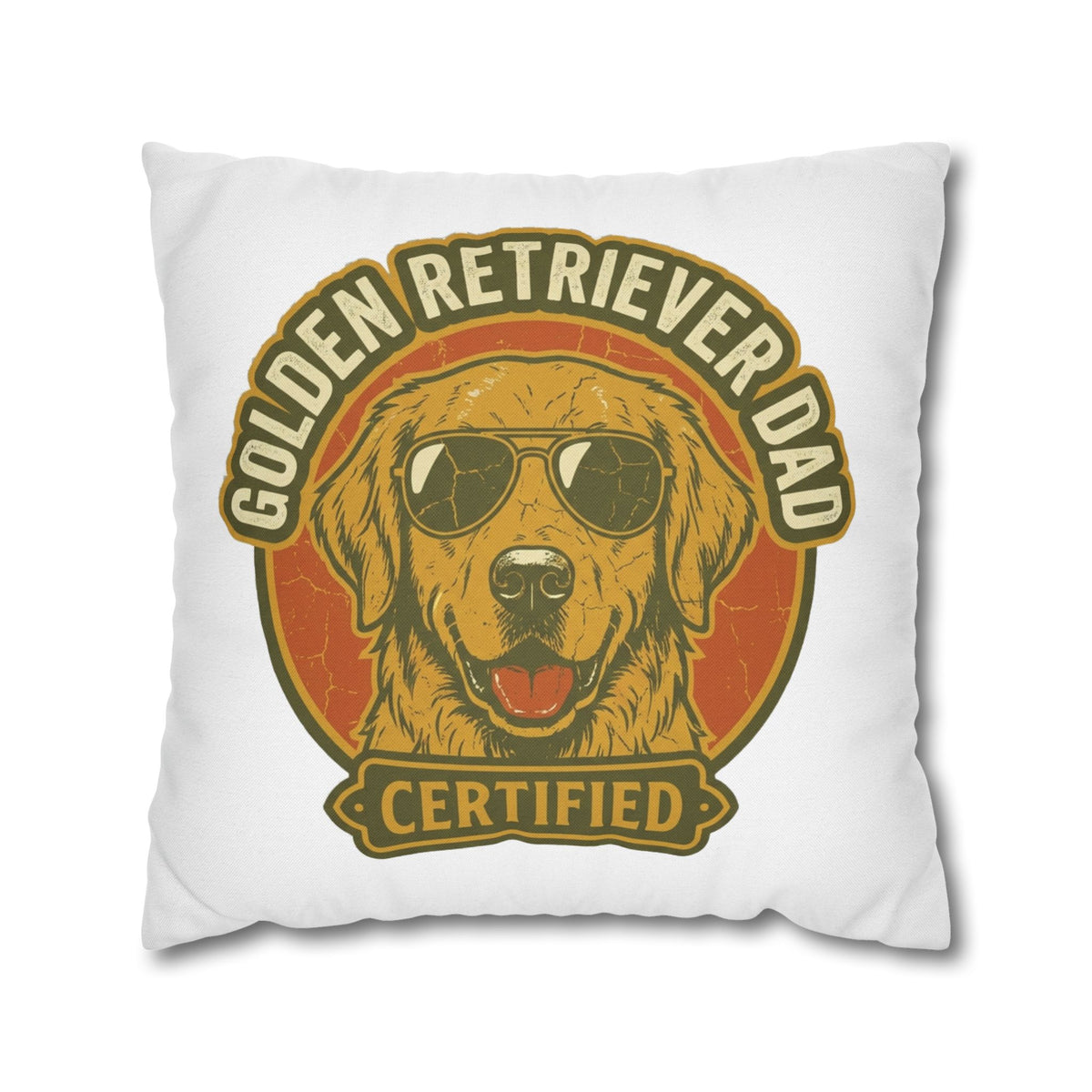 Funny Golden Retriever Dad Pillowcase — "Certified" Dog Lover Throw Pillow Cover