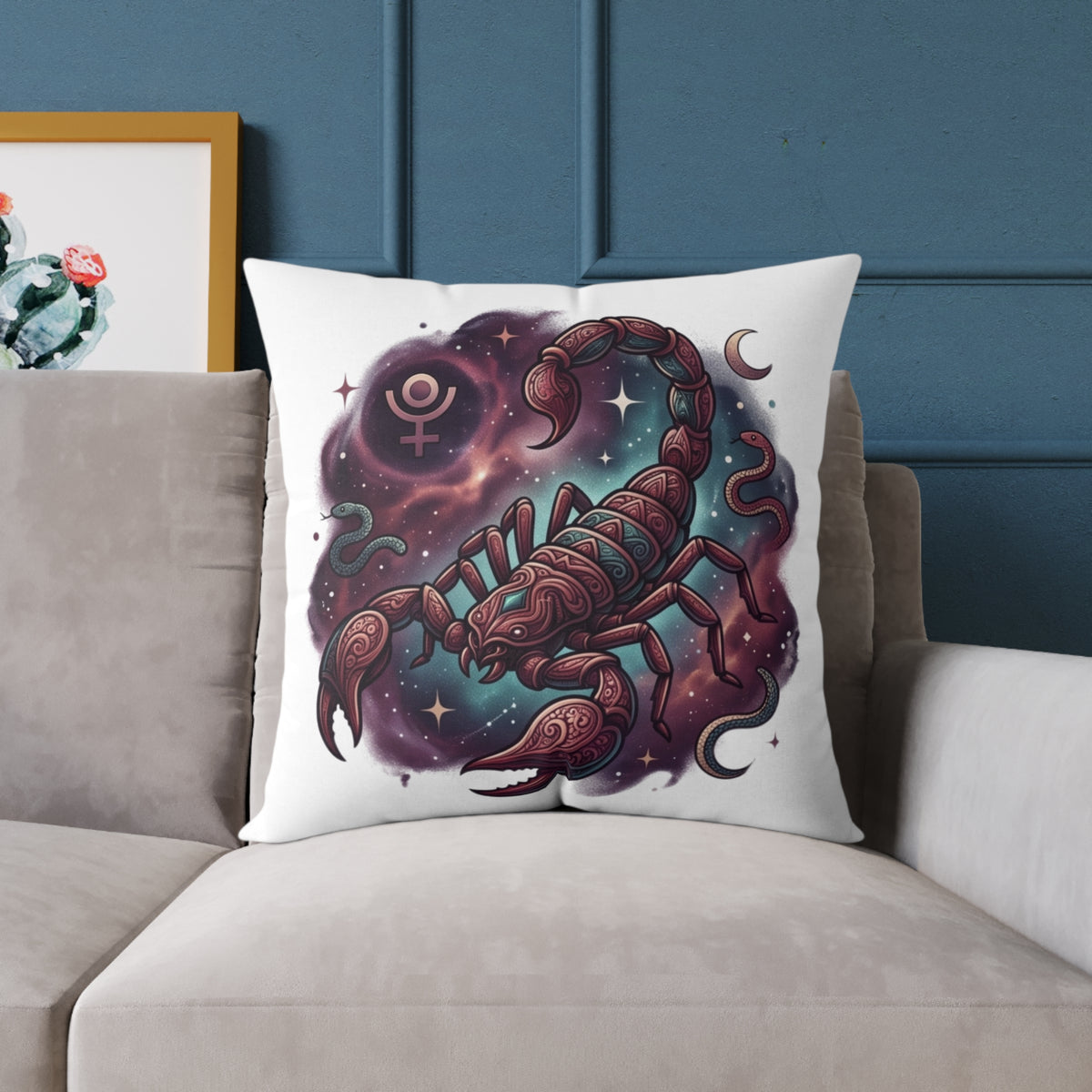 Scorpio Zodiac Astrological Square Poly Canvas Pillow