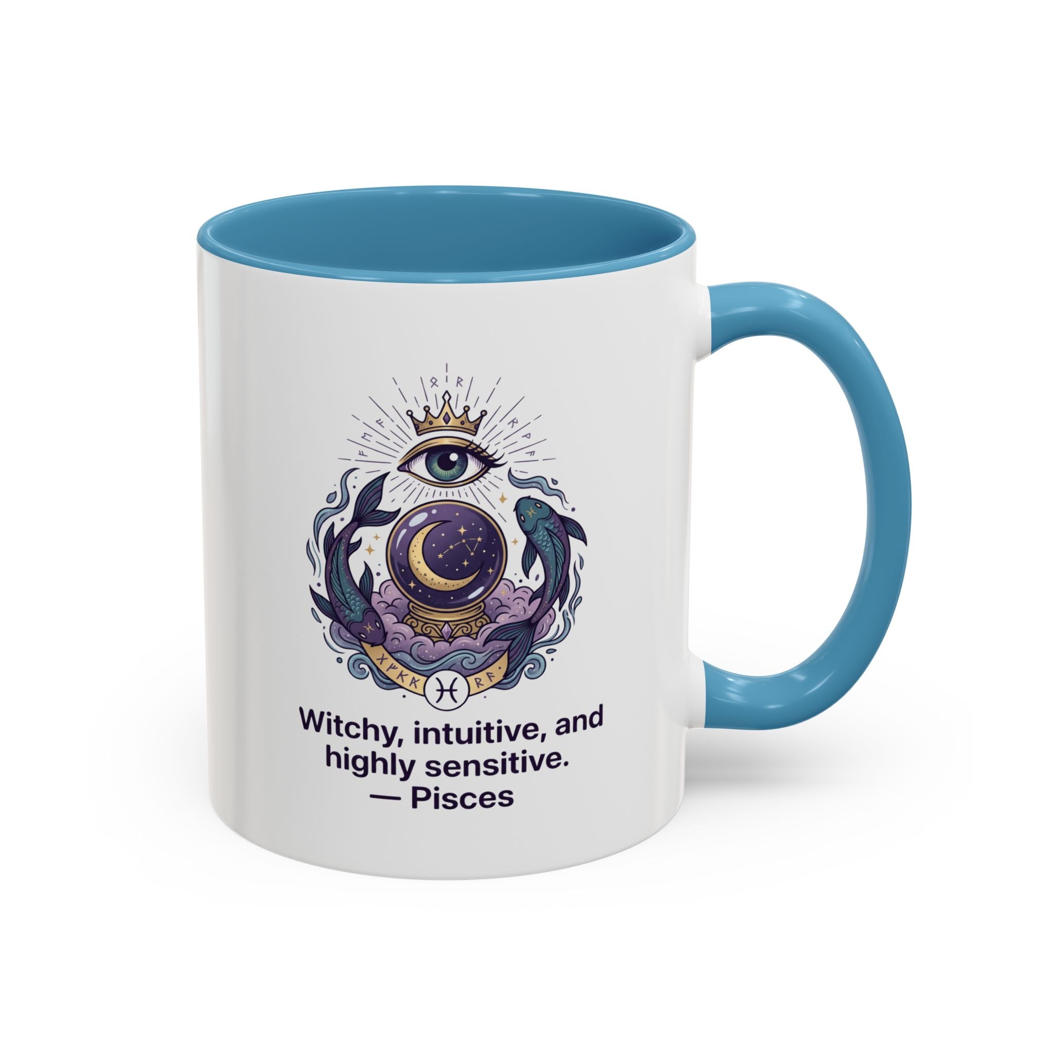 Pisces Witchy Accent Mug — "Witchy, intuitive, and highly sensitive" Astrology Coffee Cup (11/15oz)