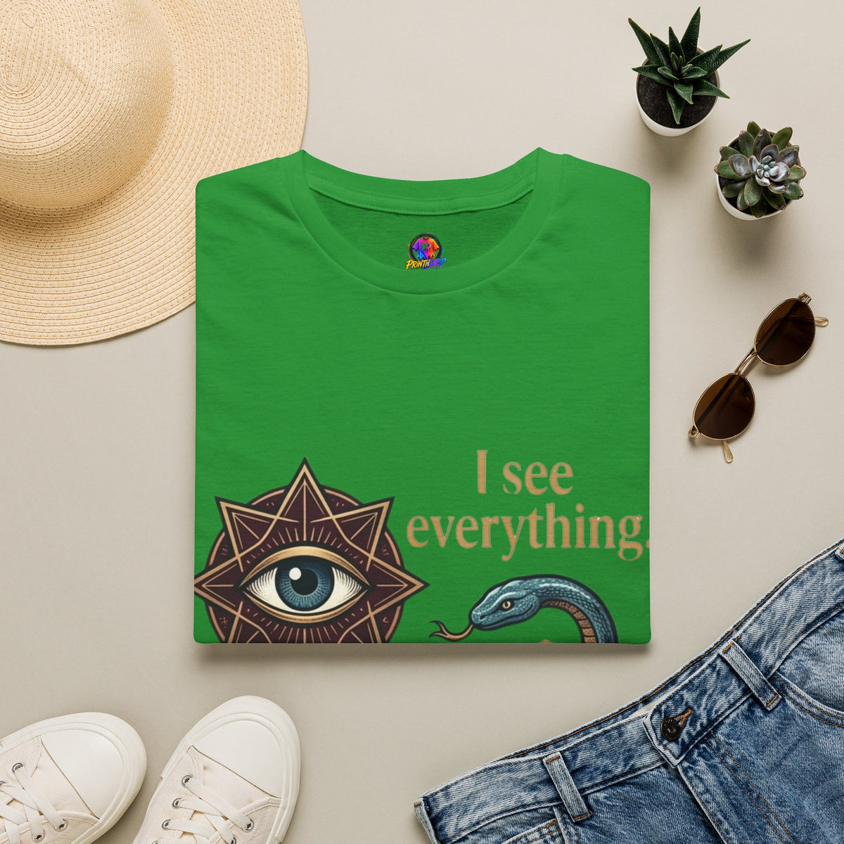 Scorpio “I See Everything” Zodiac T‑Shirt — Astrological Snake & All‑Seeing Eye Design