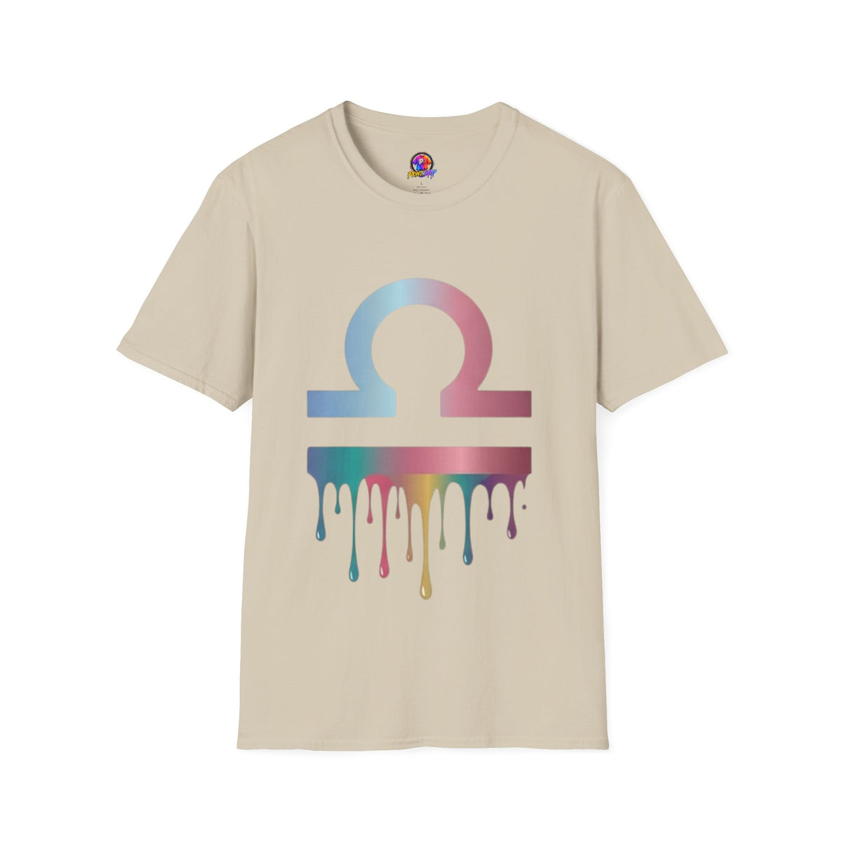 Omega Symbol T-Shirt — Pastel Gradient Drip Design