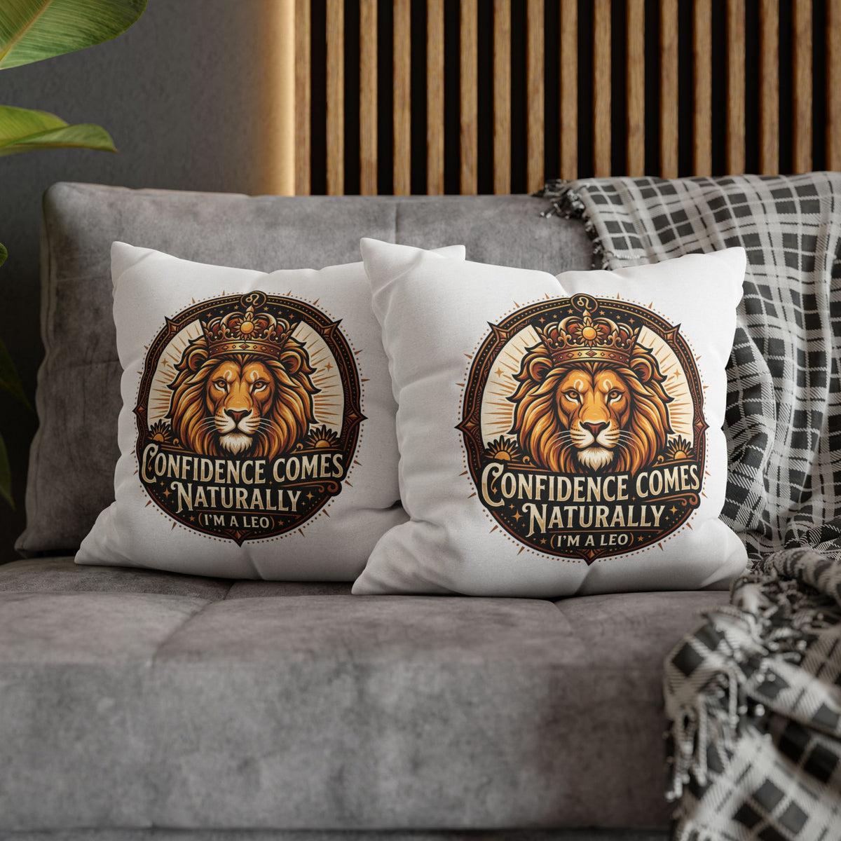 Leo Zodiac Confidence Comes Naturally Spun Polyester Square Pillowcase