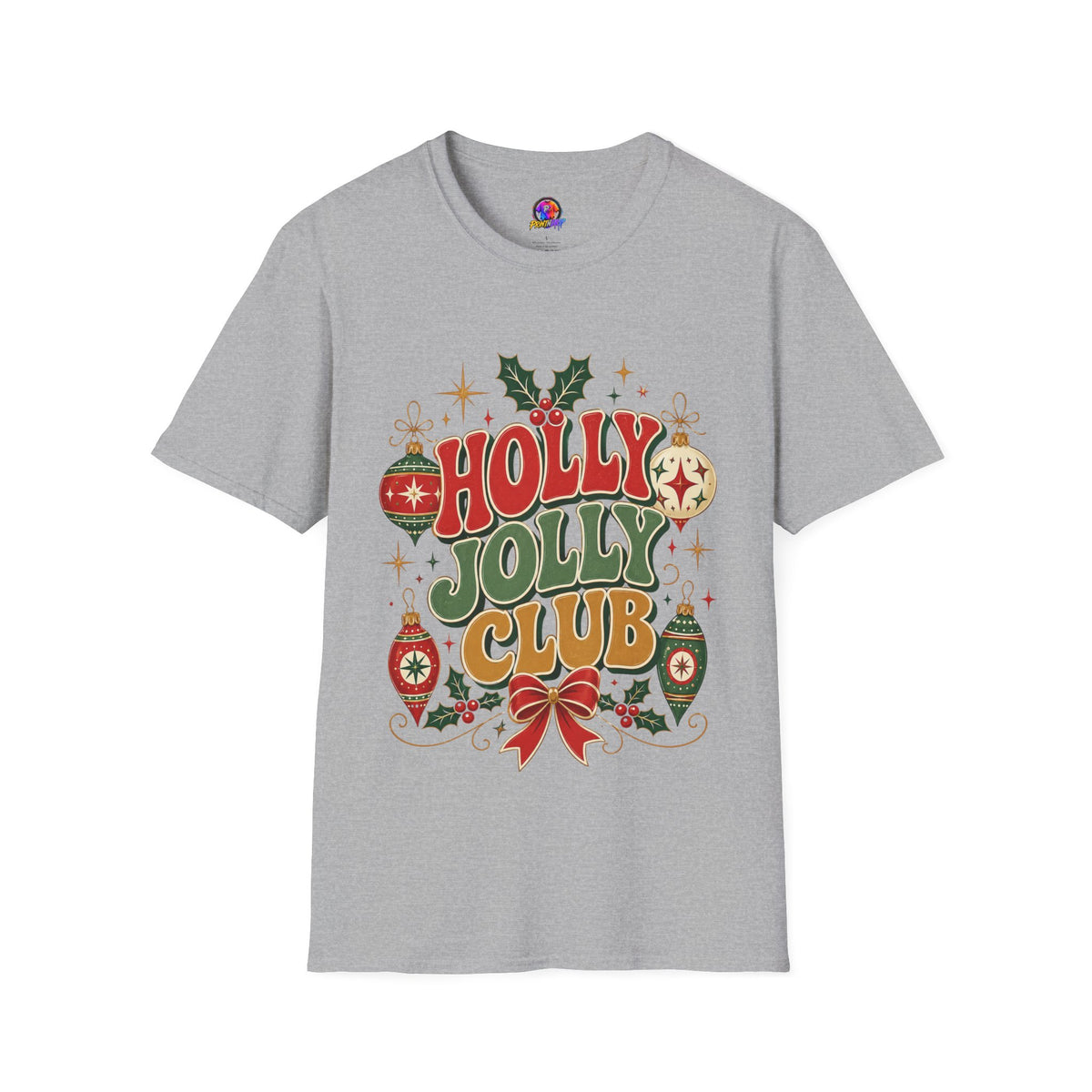 Holly Jolly Club Christmas T-Shirt — Retro Holiday Ornament Tee