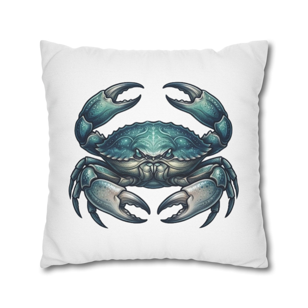 Cancer Zodiac Blue Crab Decorative Pillowcase — Coastal Beach House Accent