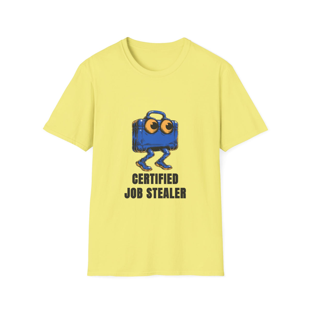 T-Shirt — Certified Job Stealer Funny Blue Suitcase Graphic - Trending Now - August 2026