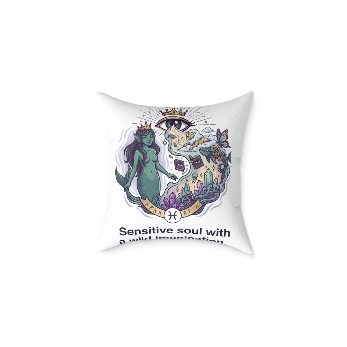 Pisces Zodiac Sensitive Soul With A Wild Imagination Square Poly Canvas Pillow