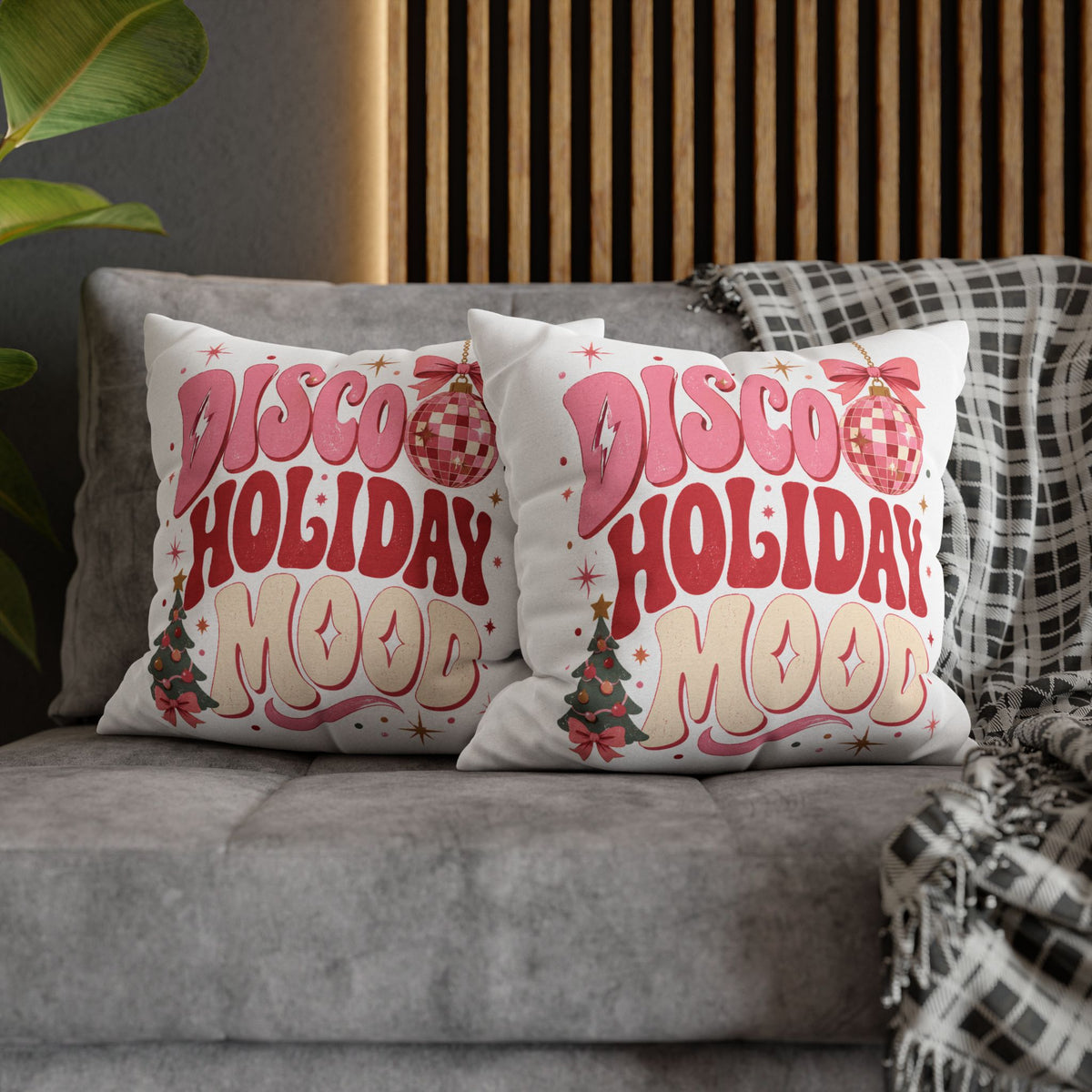 Holiday Pillowcase — 'Disco Holiday Mood' Retro Christmas Decor Modern Day Christmas