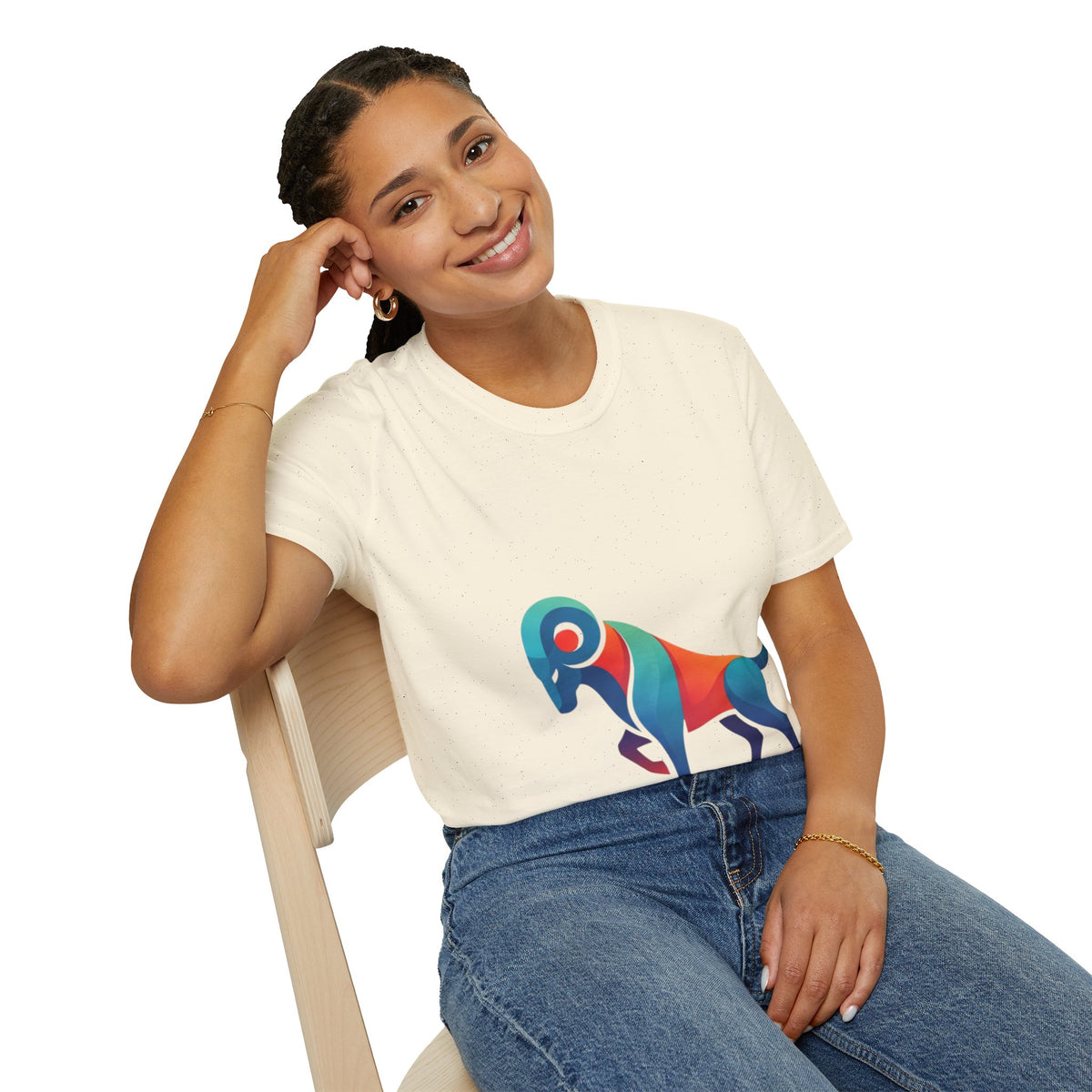 Aries Zodiac  Colorful Ram T-Shirt — Abstract Multicolor Aries Graphic Tee
