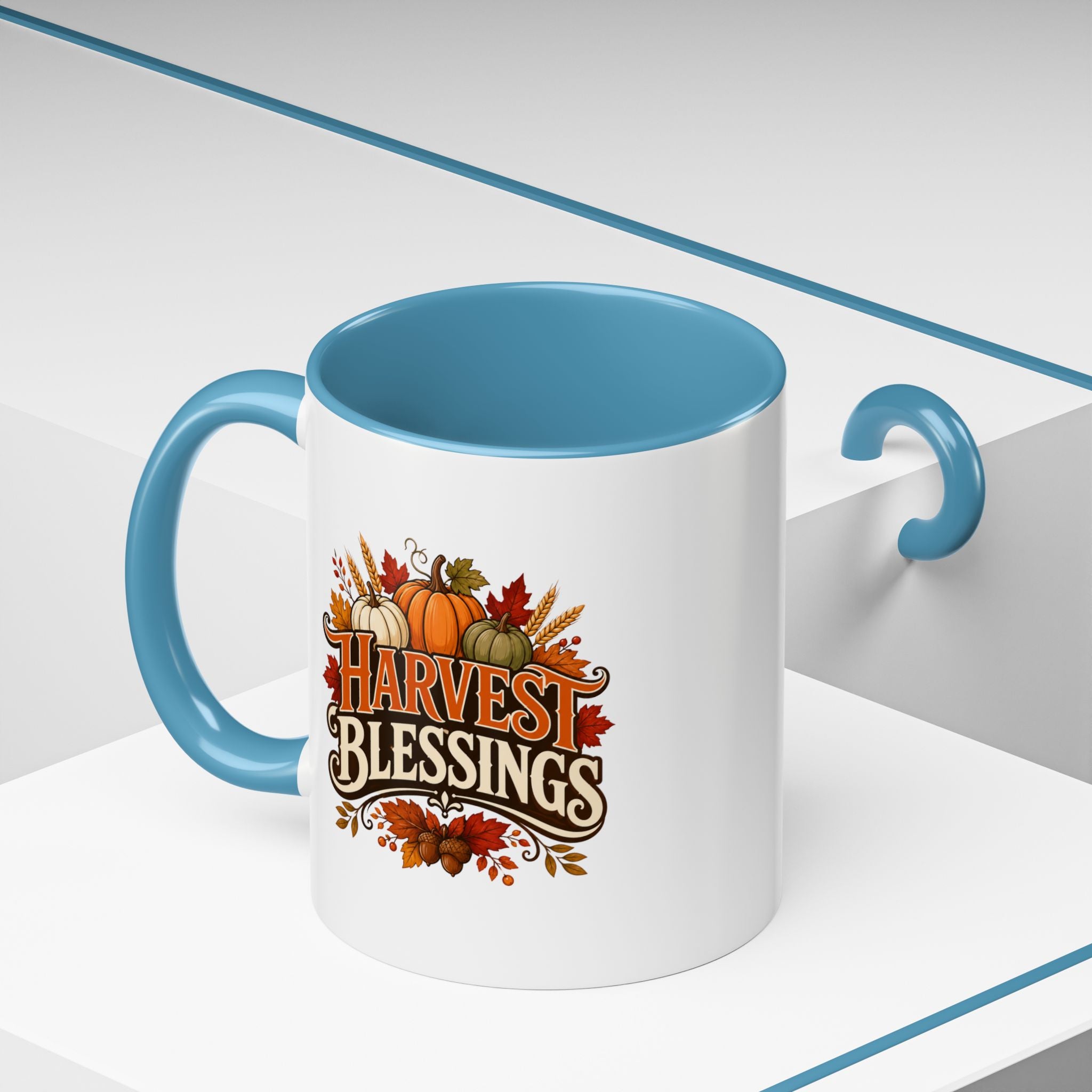 Thanksgiving Mug Harvest Blessings Coffee Mug — Thanksgiving Pumpkin Accent Mug