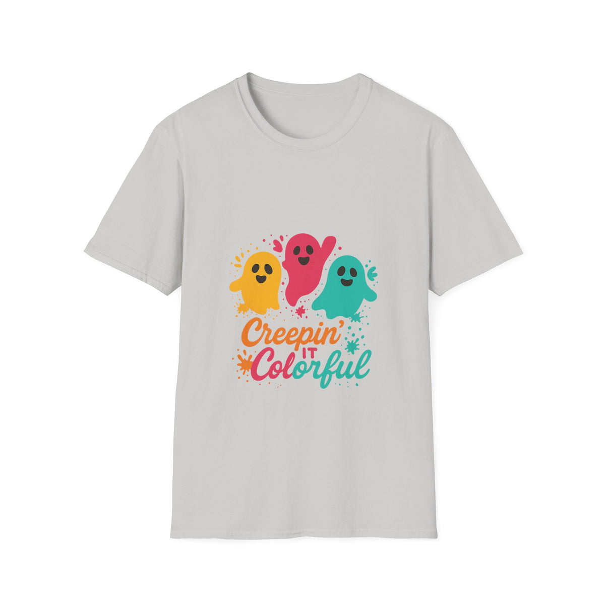Colorful Creepin' Ghosts Tee — Cute Halloween Shirt - Trending Now - October 2026