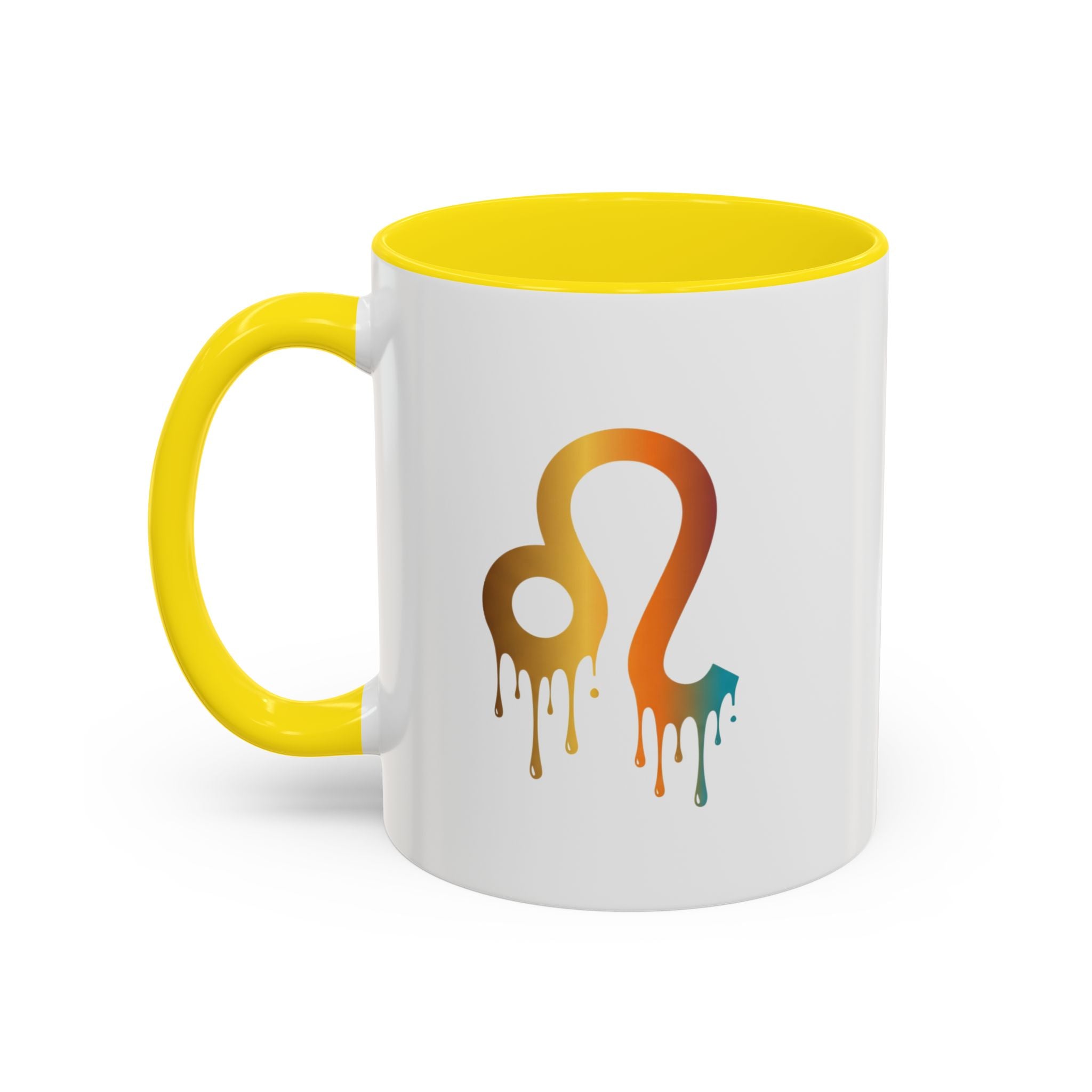 Leo Zodiac Coffee Mug — Dripping Rainbow Leo Symbol Accent Mug