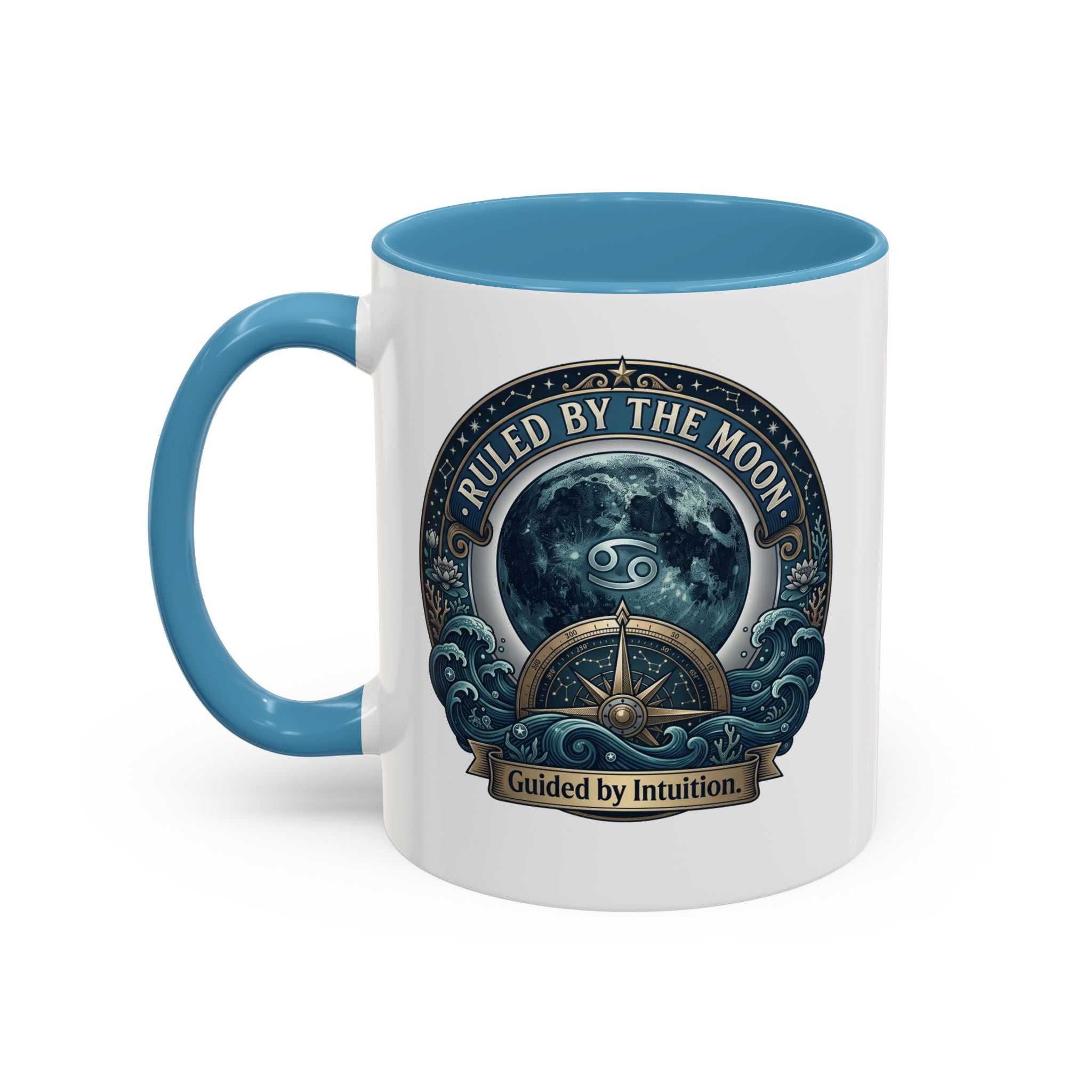 Ruled by the Moon Accent Coffee Mug — Zodiac Cancer Astrology 11/15oz
