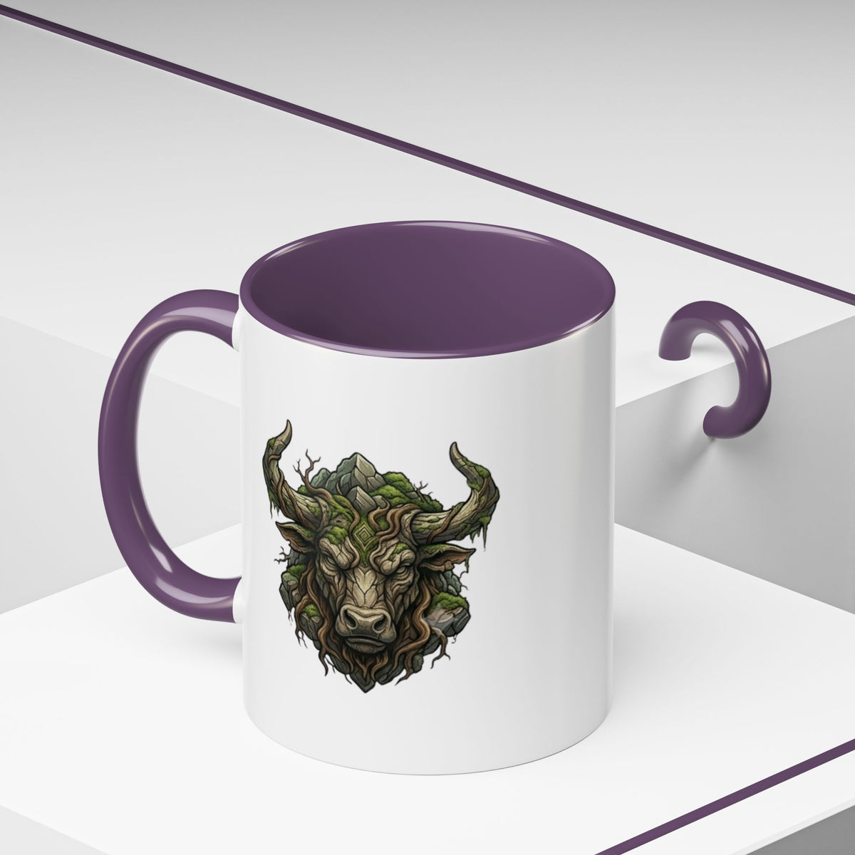 Taurus Bull Nature Coffee Mug — Rustic Green Bull Head Accent Mug