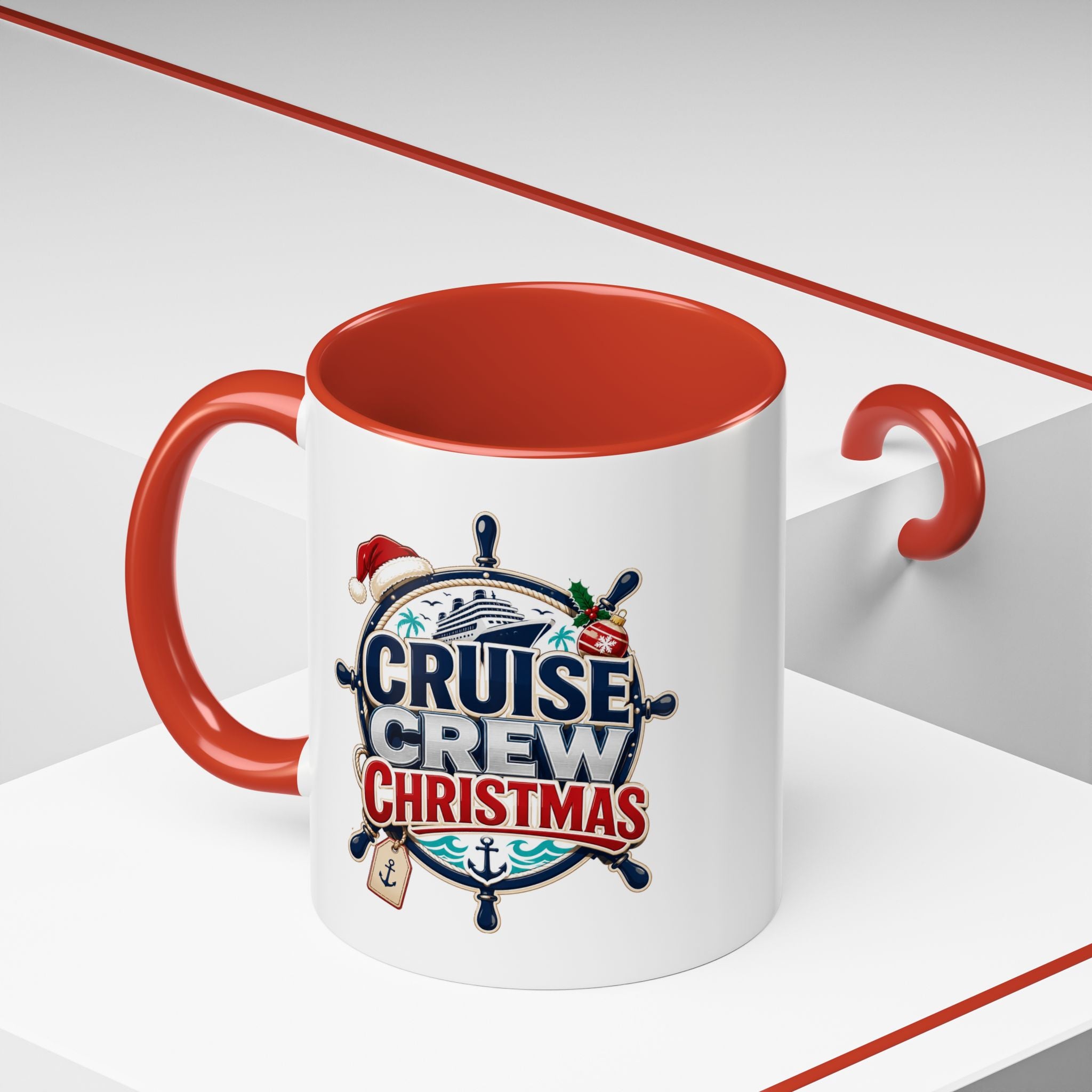Modern Day Christmas  Cruise Crew Accent Coffee Mug - Holiday Nautical Travel Gift (11/15oz)