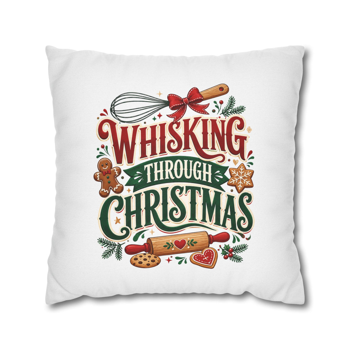 Christmas Whisking Through Christmas Spun Polyester Square Pillowcase