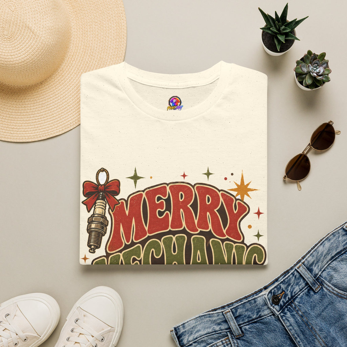 Merry Mechanic Mood T‑Shirt — Retro Holiday Auto Technician Gift