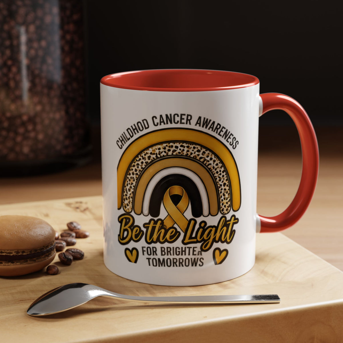 Childhood Cancer Awareness Accent Coffee Mug — "Be the Light" 11/15oz