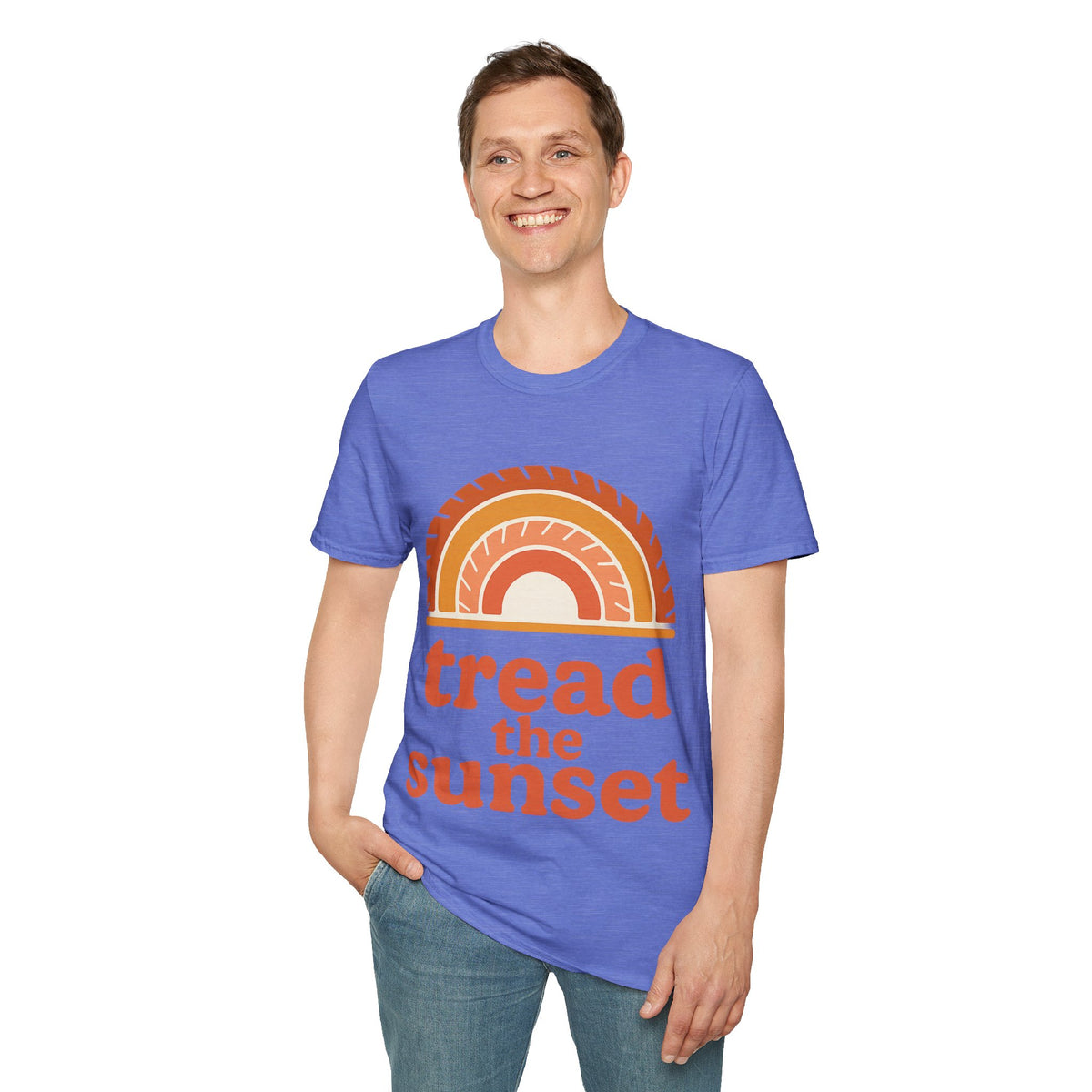 Tread The Sunset Boho Rainbow T-Shirt, Retro Wanderlust Hiking Outdoor Graphic Tee - Trending Now - September 2026