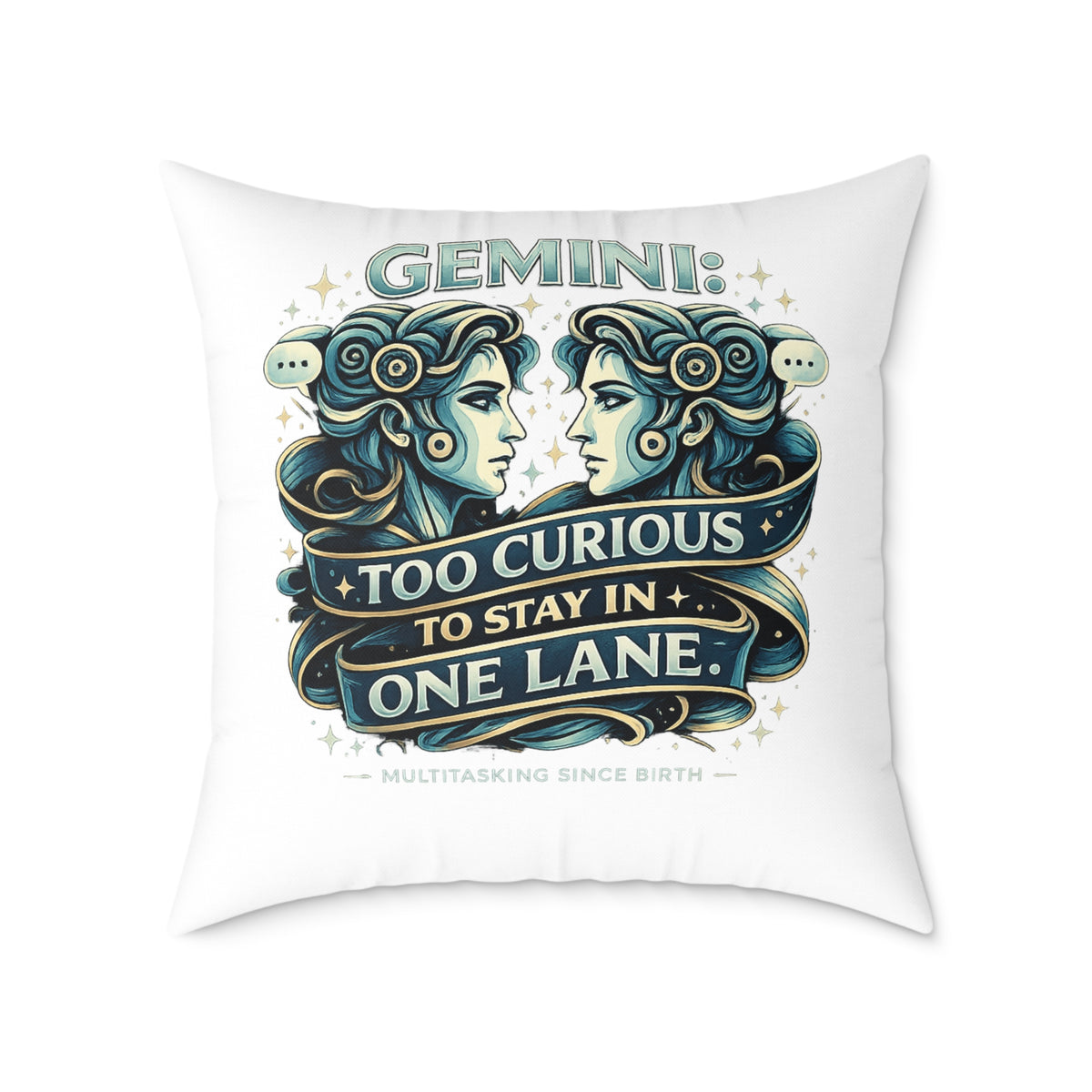 Gemini Zodiac Too Curious Square Poly Canvas Pillow