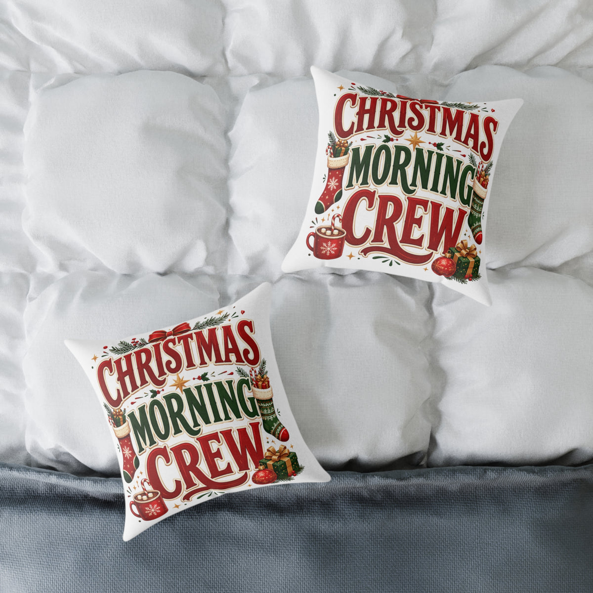 Christmas Morning Crew Pillow - Festive Holiday Decorative Throw Cushion