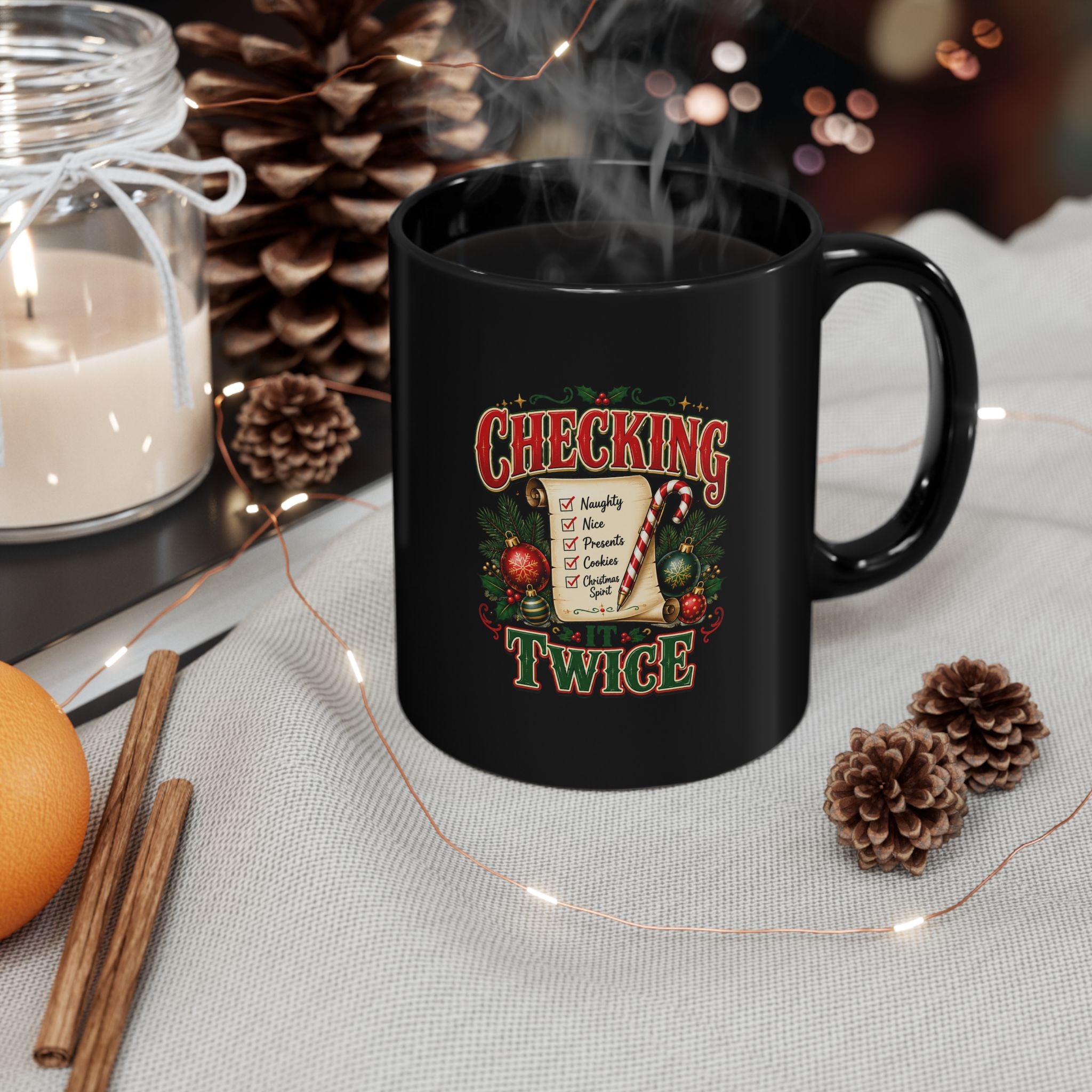Checking Twice Christmas Mug — Naughty or Nice List Holiday Coffee Cup
