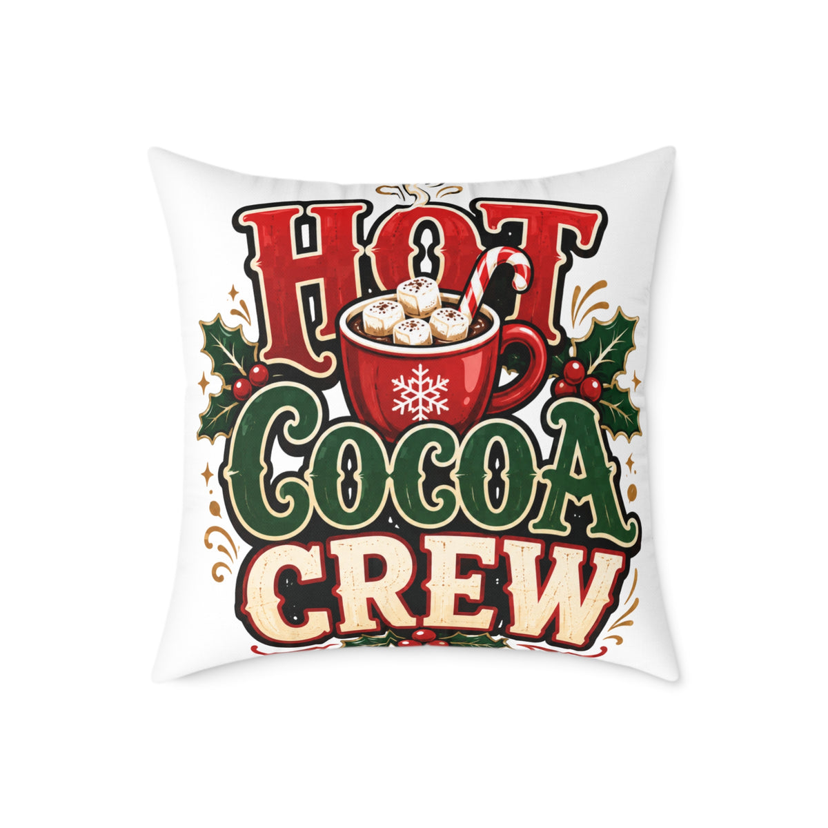 Christmas Hot Cocoa Crew Throw Pillow — Christmas Holiday Decorative Cushion
