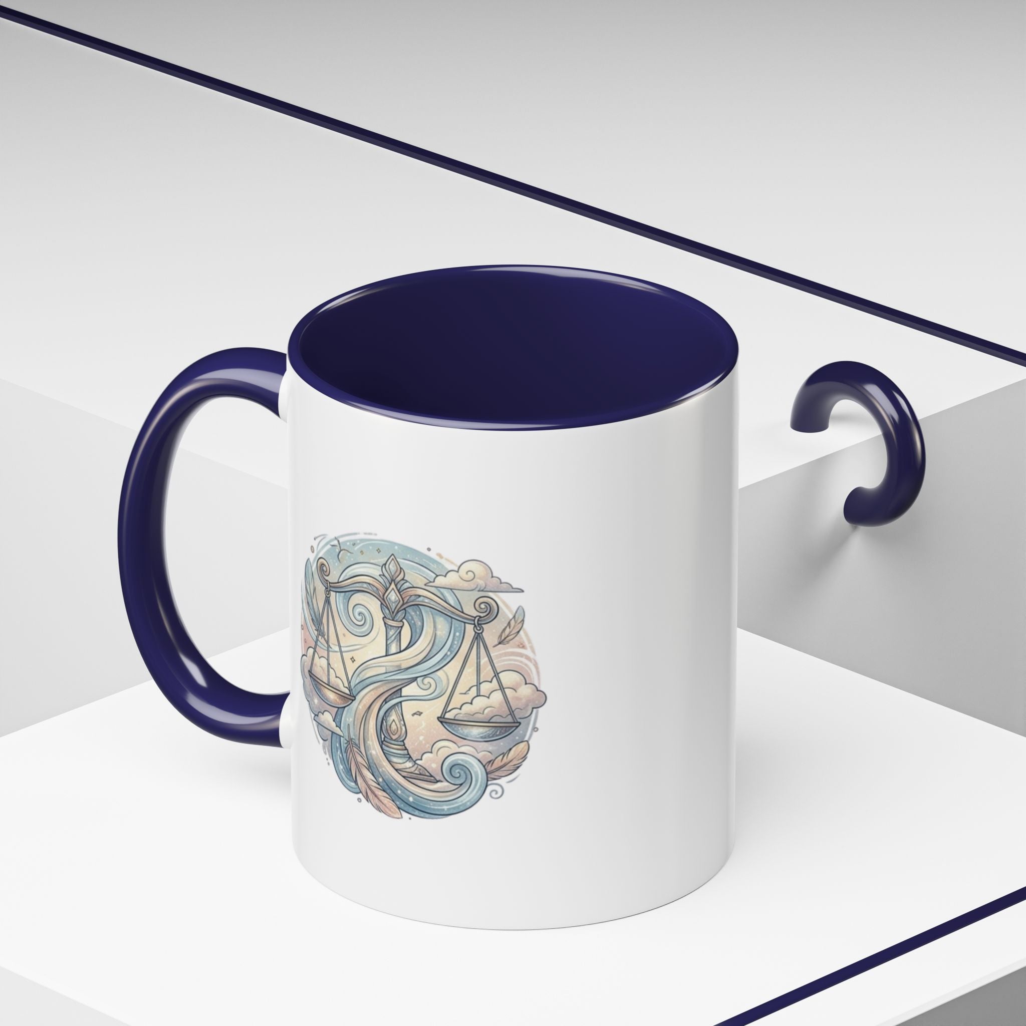 Libra Zodiac Coffee Mug — Balance Scales Astrological Accent Mug