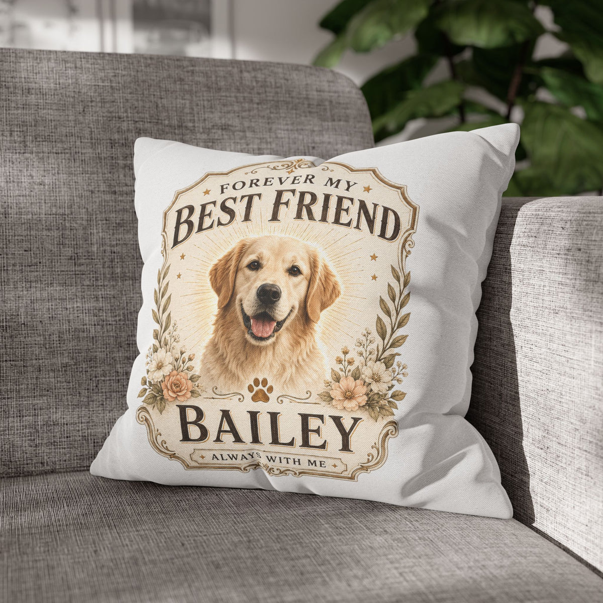 Personalized Dog Pillowcase  Milo Bailey Dog Dad Mom— "Forever My Best Friend" Custom Pet Name Cushion Cover