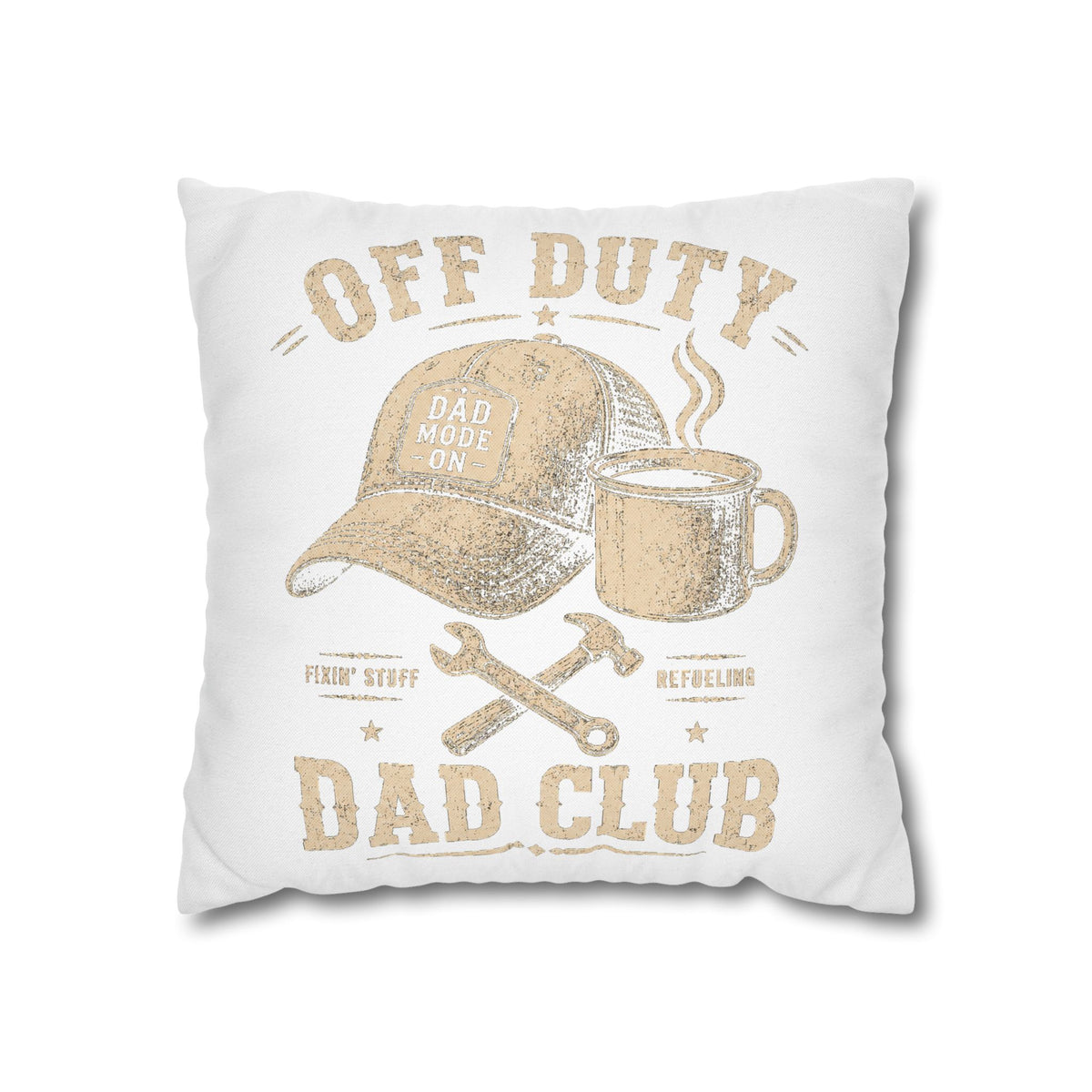 Off Duty Dad Club Throw Pillowcase – Coffee & Tools Accent Pillow Cover Milo Bailey Dog Dad Mom
