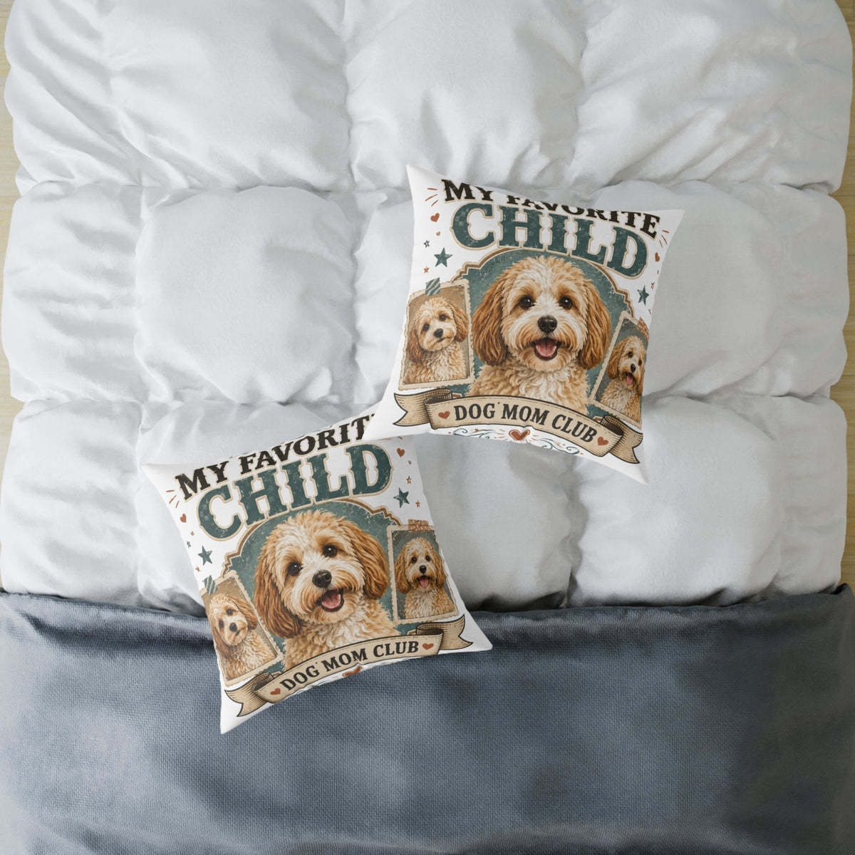 Dog Mom Club Pillow  Milo Bailey Dog Dad Mom— My Favorite Child Decorative Throw Pillow