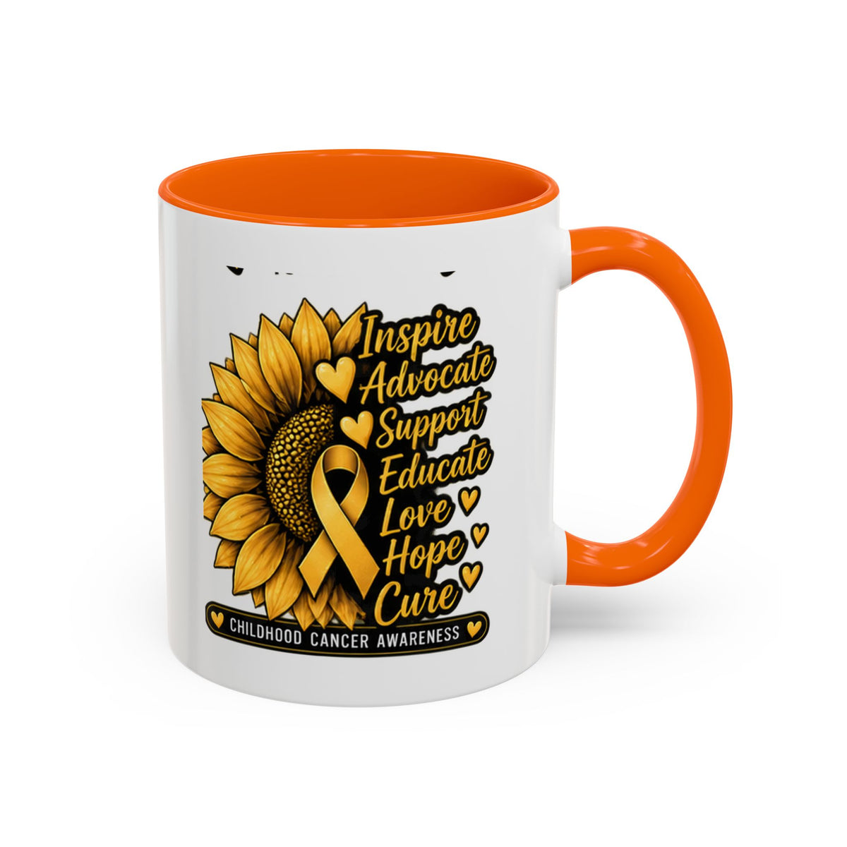 Childhood Cancer Awareness Sunflower Accent Coffee Mug (11/15oz)