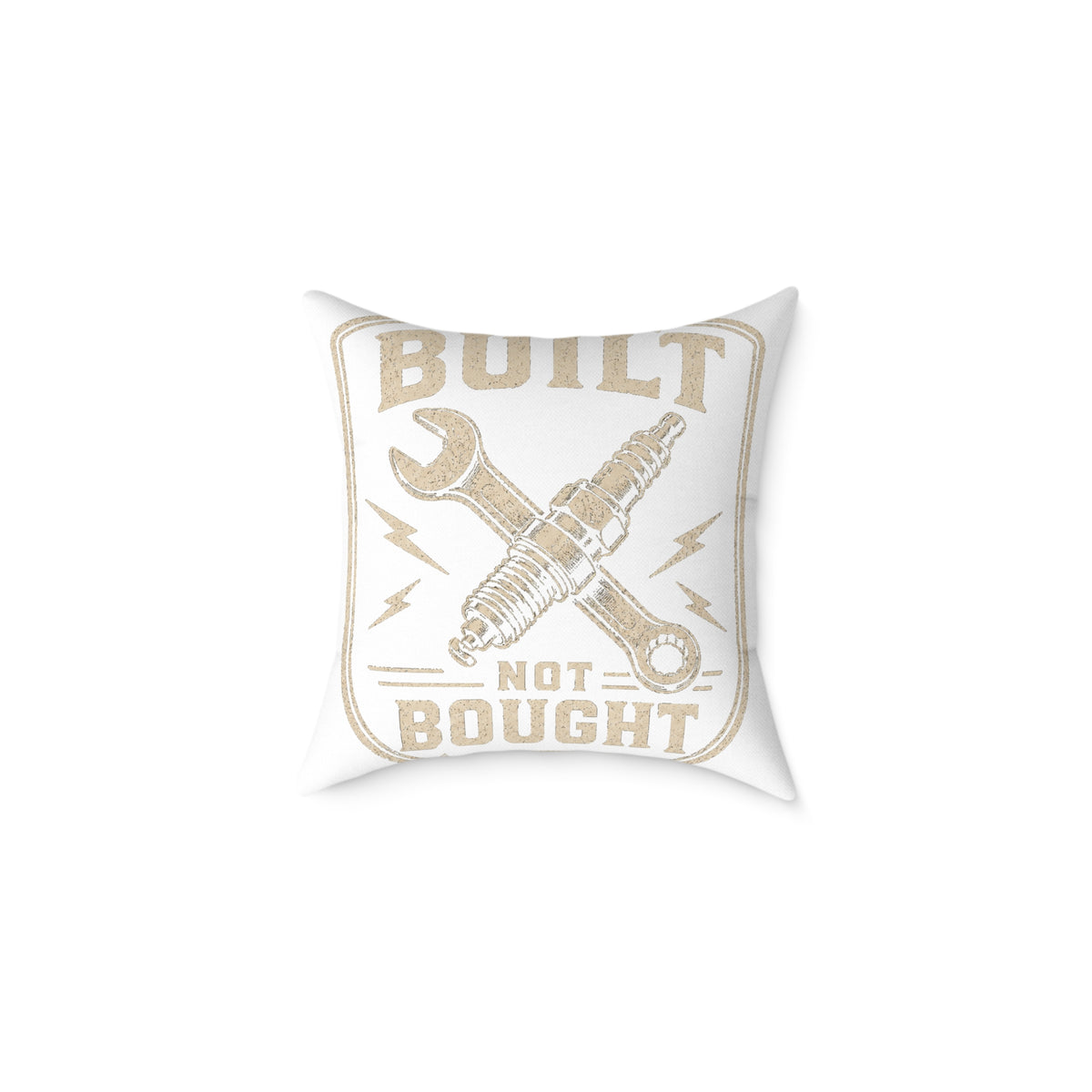 Built Not Bought Pillow Milo Bailey Dog Dad Mom — Automotive Wrench & Spark Plug Decorative Throw Pillow