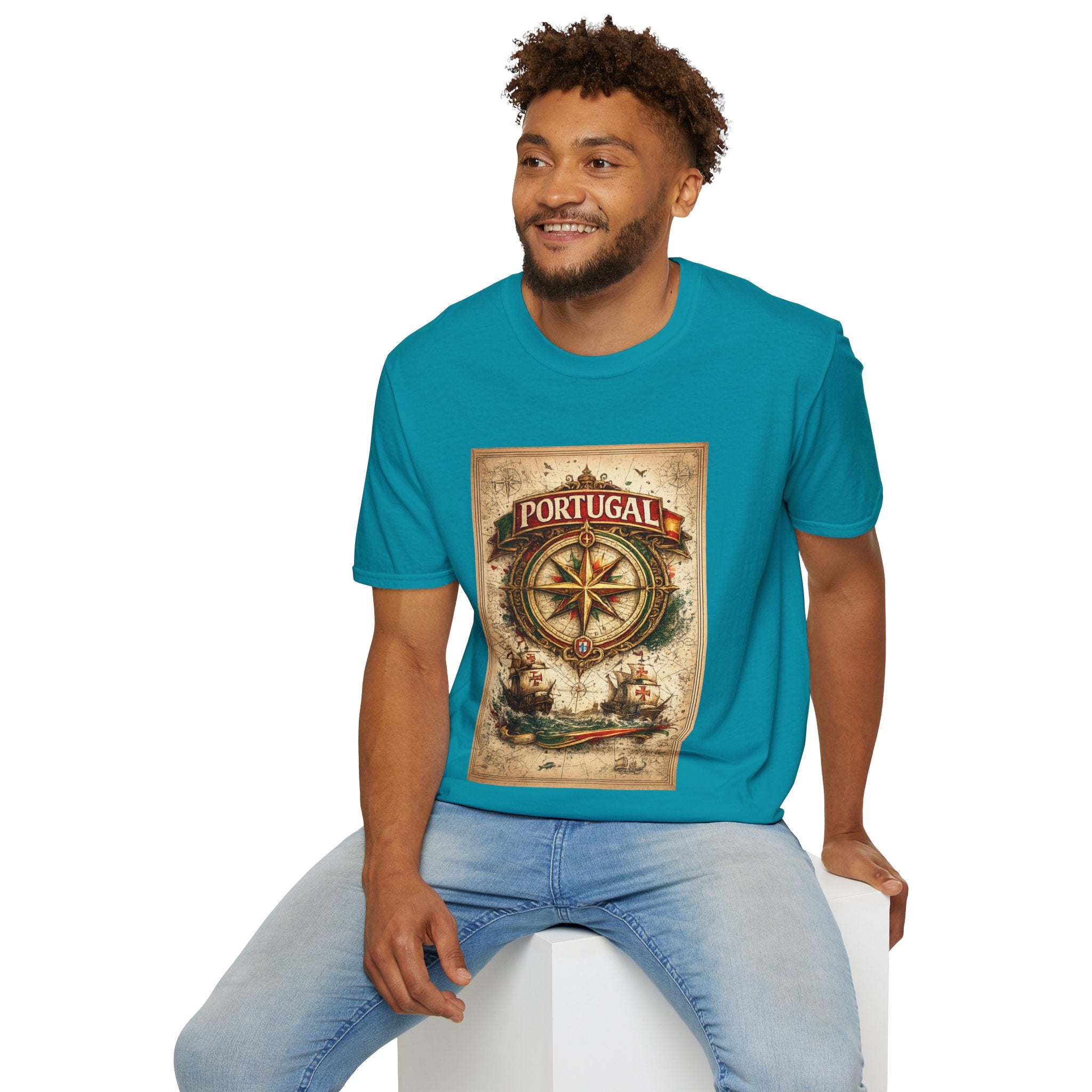Portugal Compass T‑Shirt — Vintage Nautical Travel Tee
