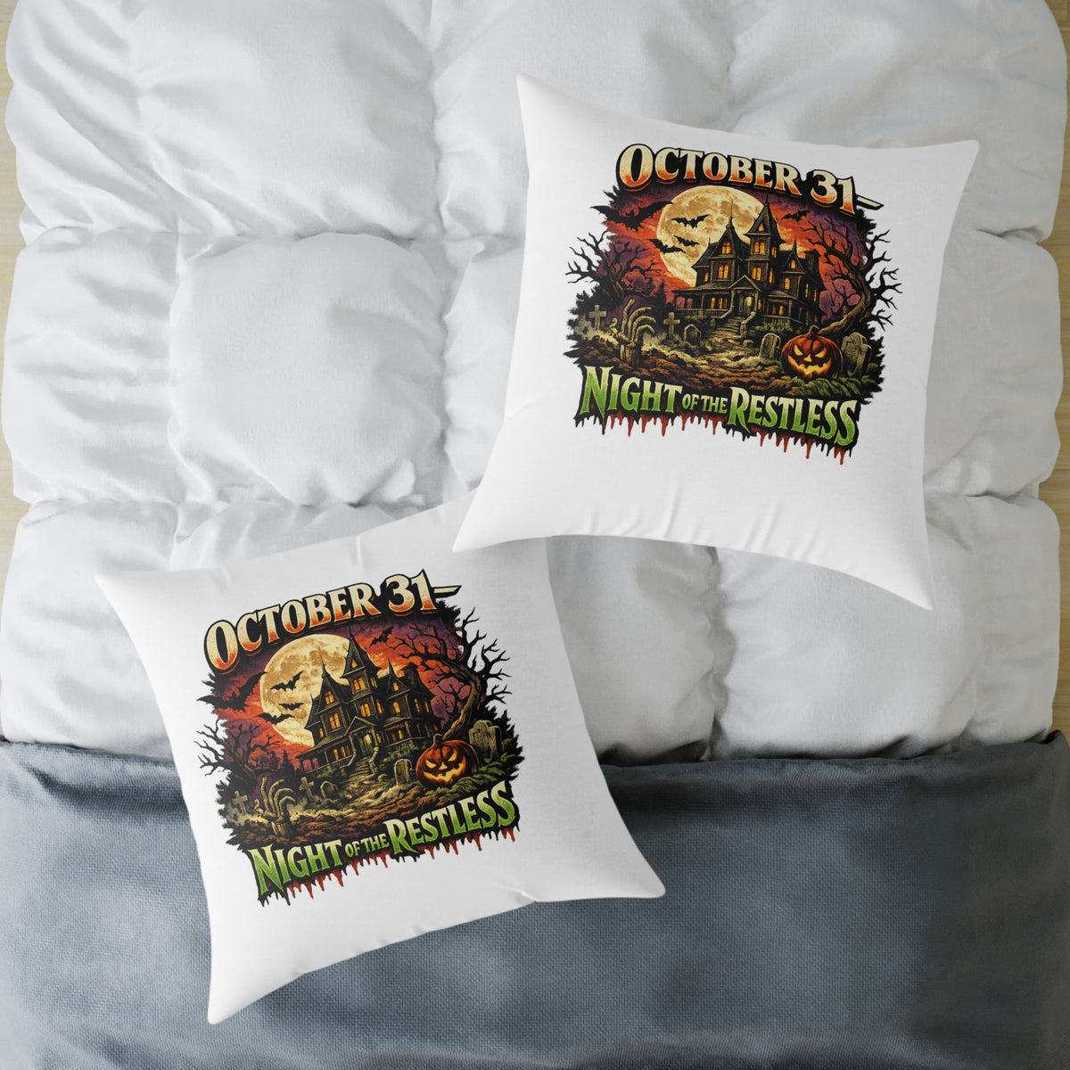 Halloween Pillow - "October 31 Night of the Restless" Decorative Throw Pillow