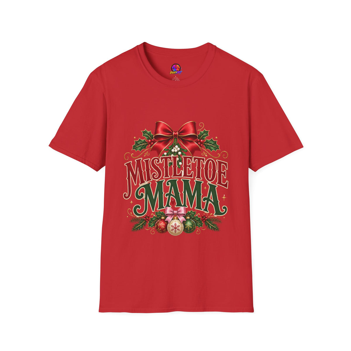 Mistletoe Mama T-Shirt — Festive Christmas Holiday Tee with Bow & Holly