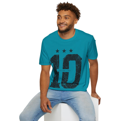 Vintage Argentina Worldcup winning No. 10 Jersey T-Shirt — Distressed Number Tee with Three Stars