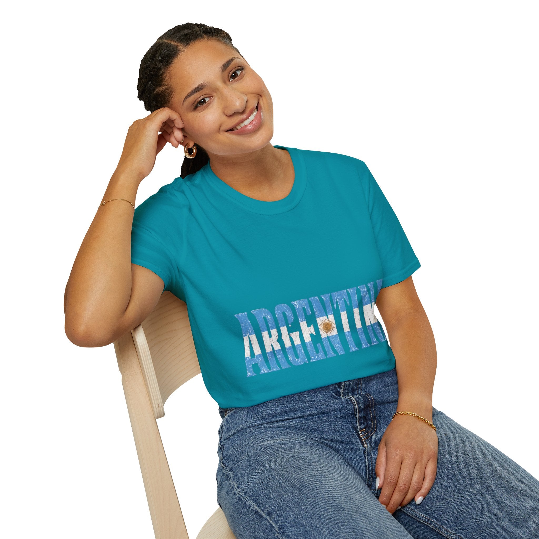 Argentina Beach Vibes T-Shirt — Distressed Blue "ARGENTINA" Graphic