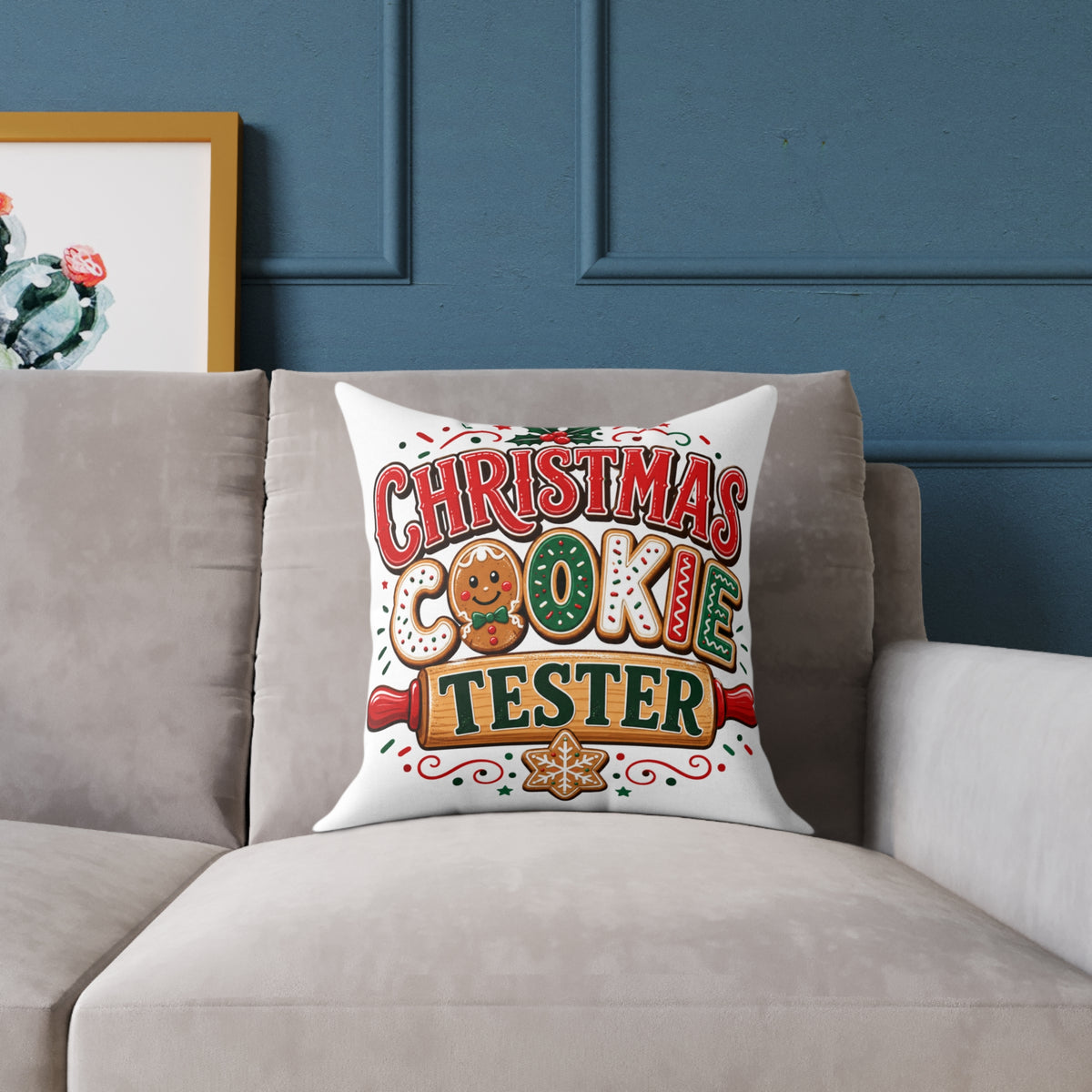 Christmas Cookie Tester Pillow — Festive Holiday Throw Pillow for Baking Lovers