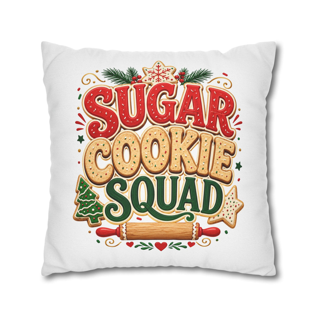 Christmas Sugar Cookie Squad Pillowcase – Festive Christmas Baking Decorative Throw Pillowcase