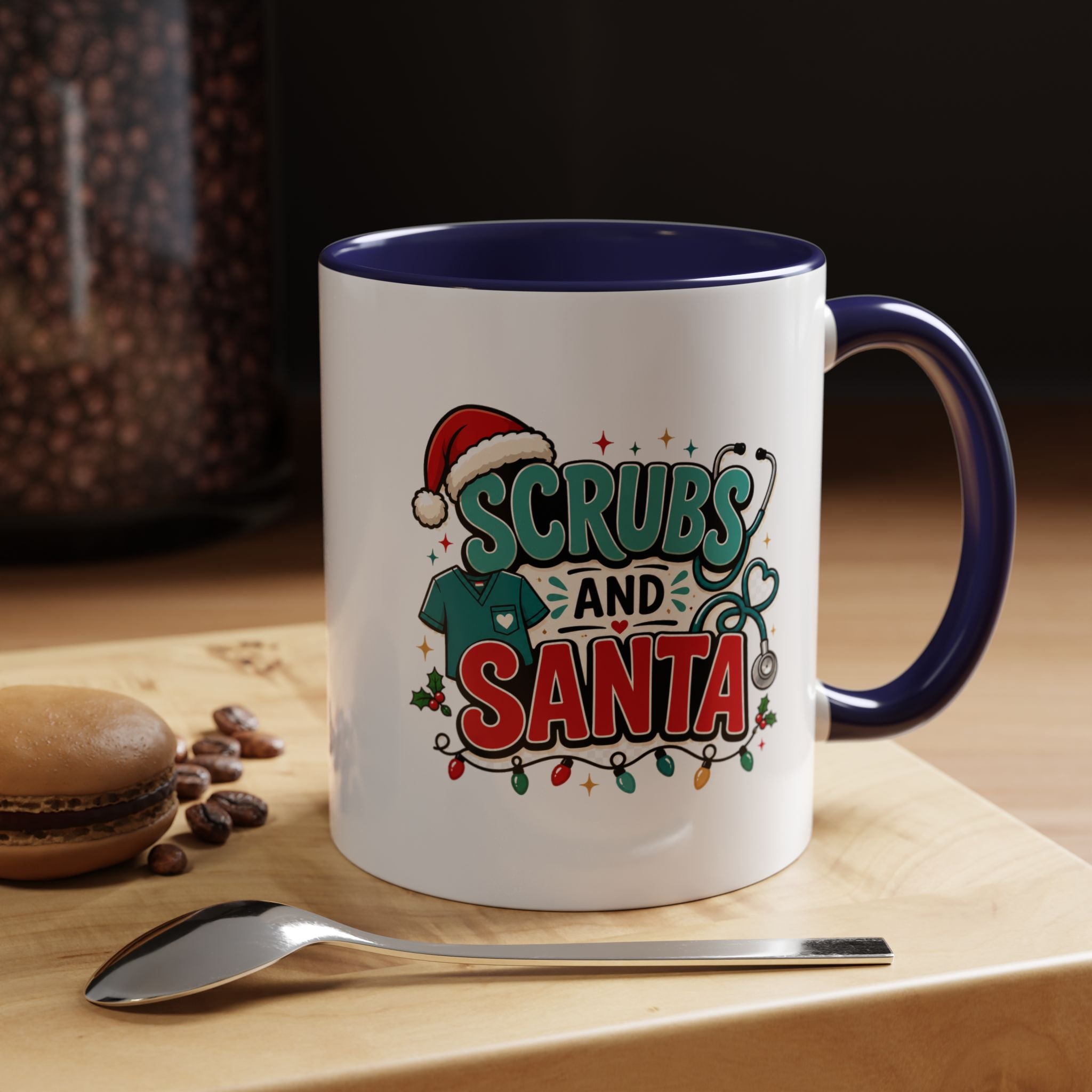 Modern Day Christmas Scrubs and Santa Coffee Mug — Funny Christmas Nurse Gift