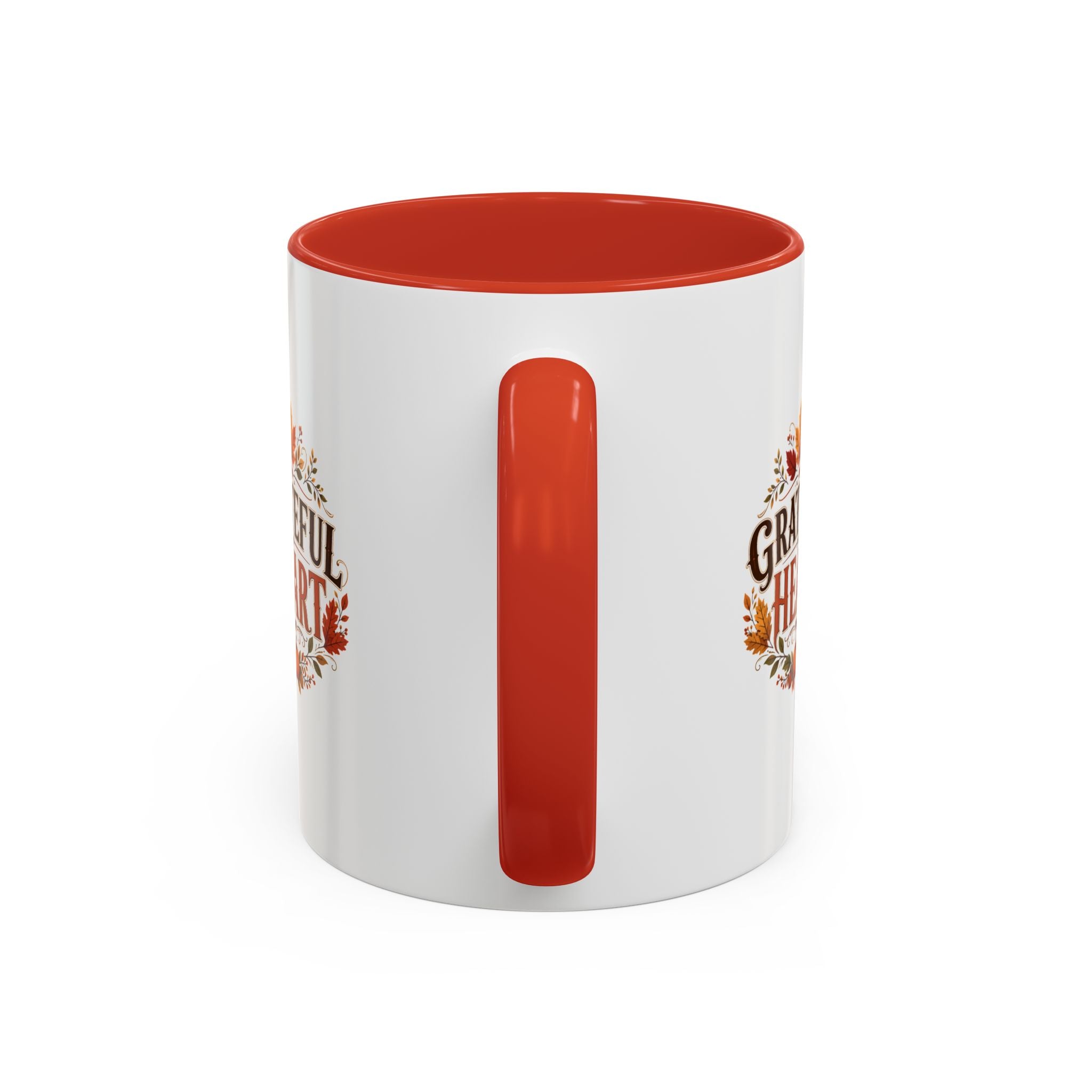 Thanksgiving Mug Grateful Heart Coffee Mug — Fall Leaves Pumpkin Accent Mug