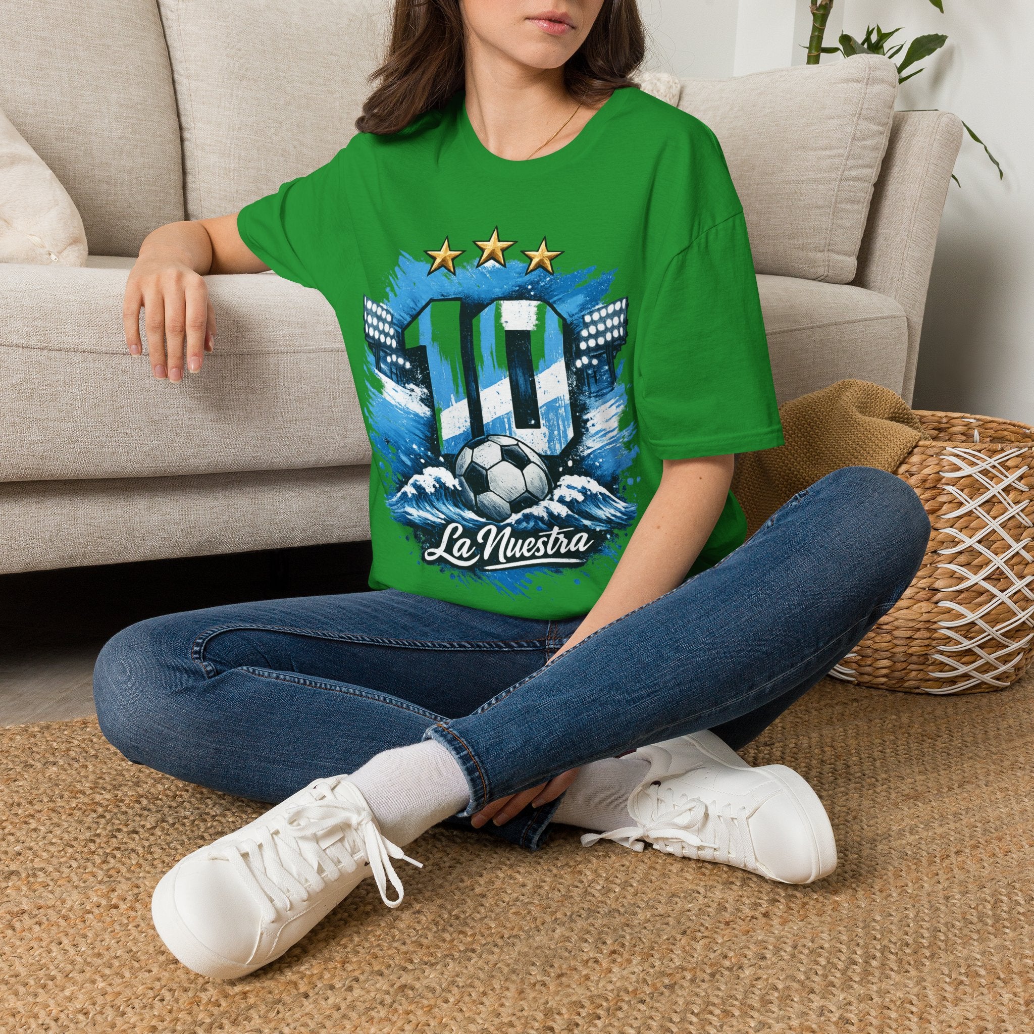 Argentina Soccer Fan T-Shirt — 'La Nuestra' #10 Jersey Design
