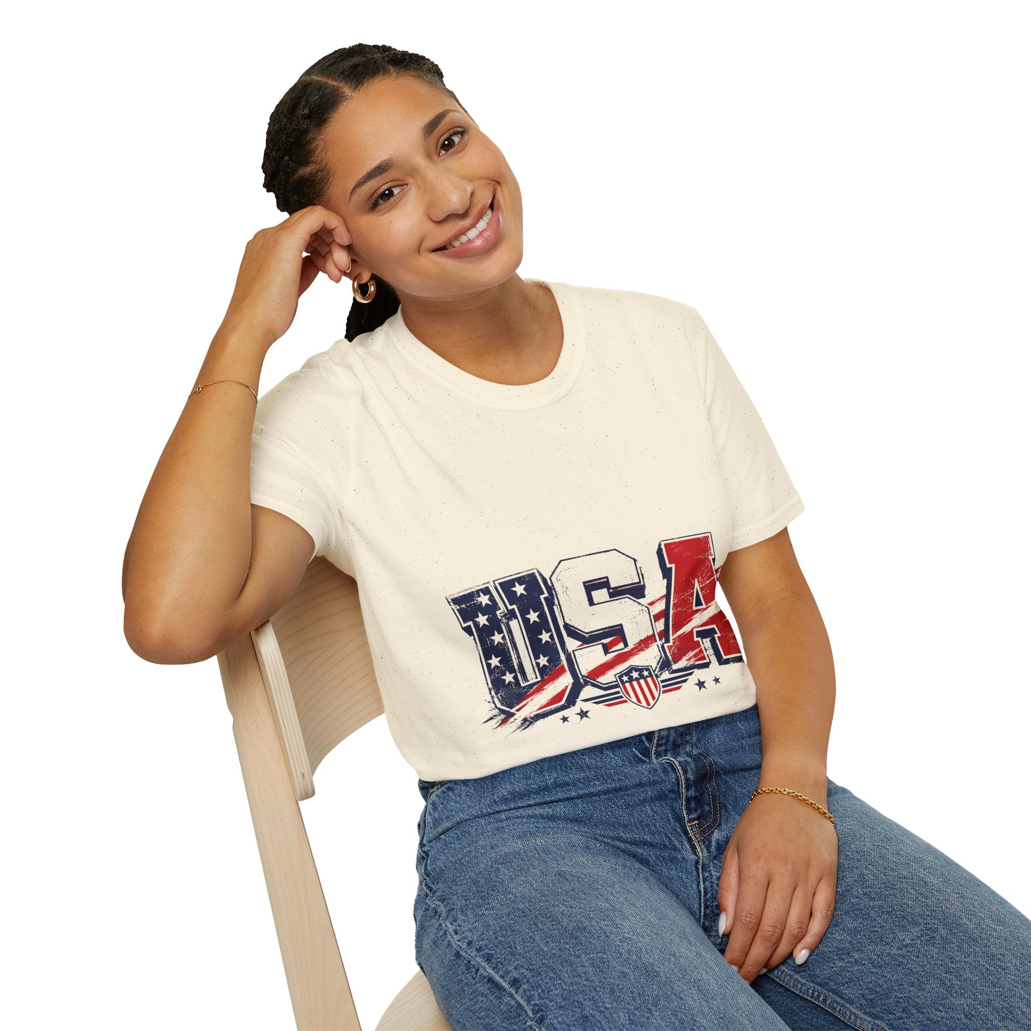 USA Flag Graphic T-Shirt — Patriotic Red White & Blue Tee