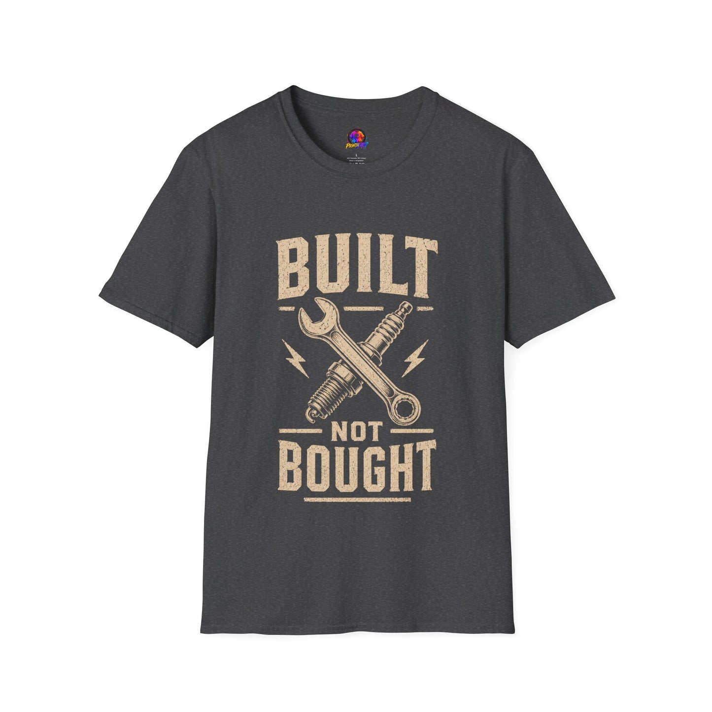 Built Not Bought T-Shirt — Vintage Mechanic DIY Garage Tee