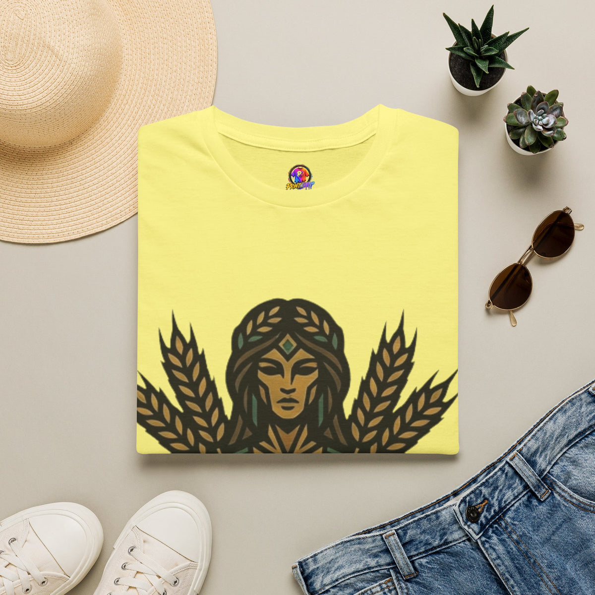 Harvest Goddess T-Shirt — Wheat Spirit Floral Pagan Shirt