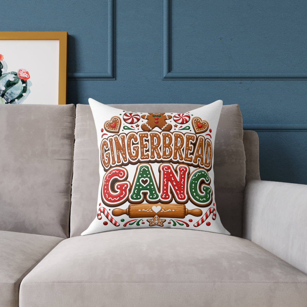 Christmas Gingerbread Gang Holiday Throw Pillow
