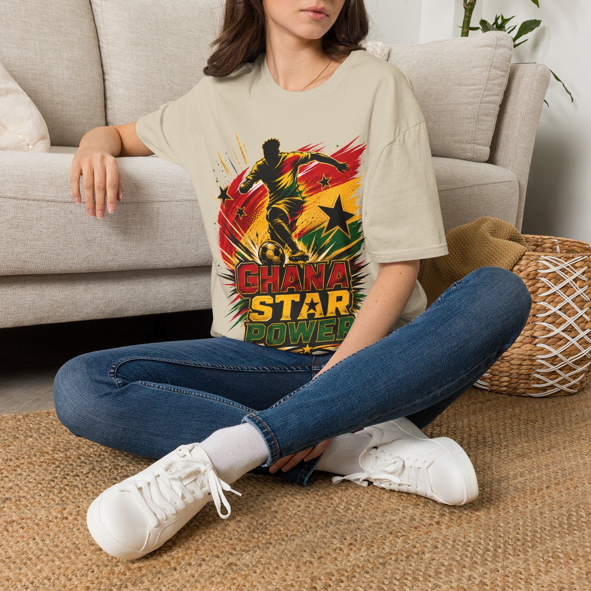 Ghana Star Power Soccer T-Shirt — Afro Football Fan Tee - Ghana T-Shirt